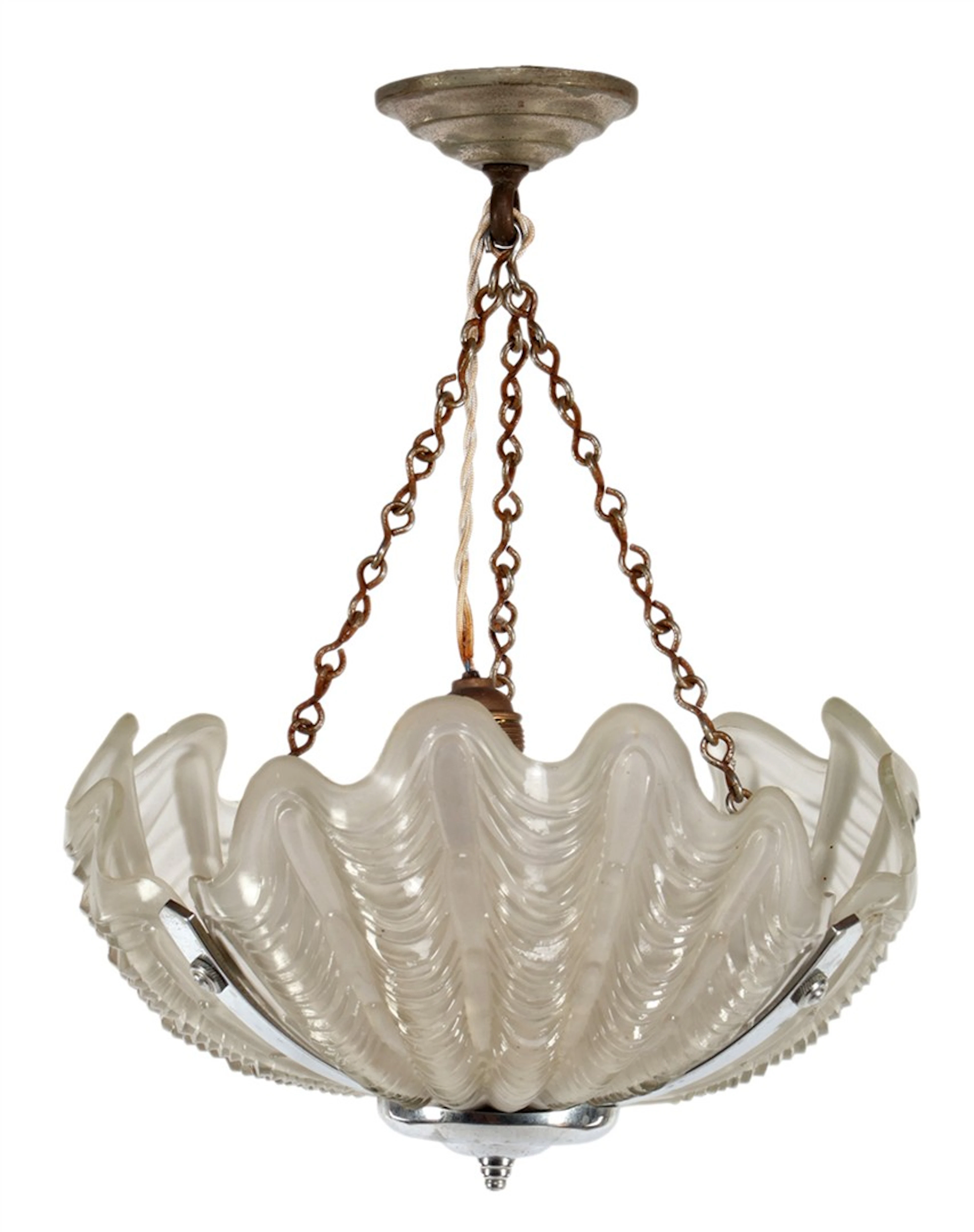 Persglazen en verchroomd metalen art deco eenlichts...