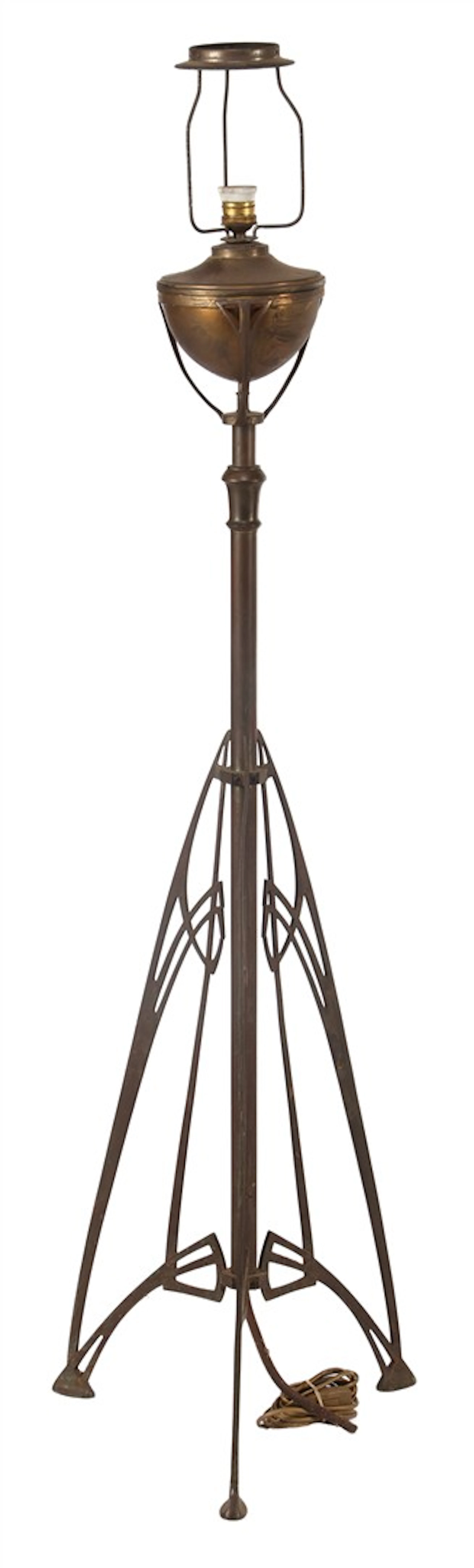 Koperen Jugendstil vloerlamp