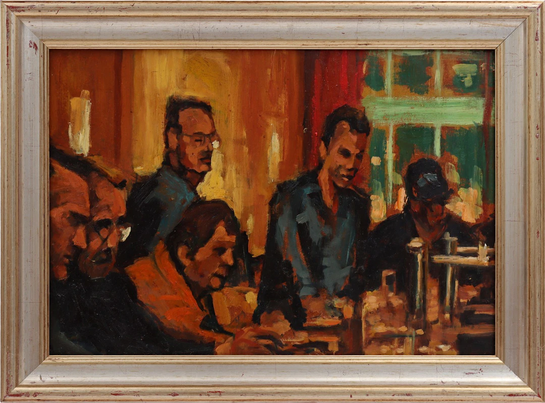 Figuren aan de bar in een café