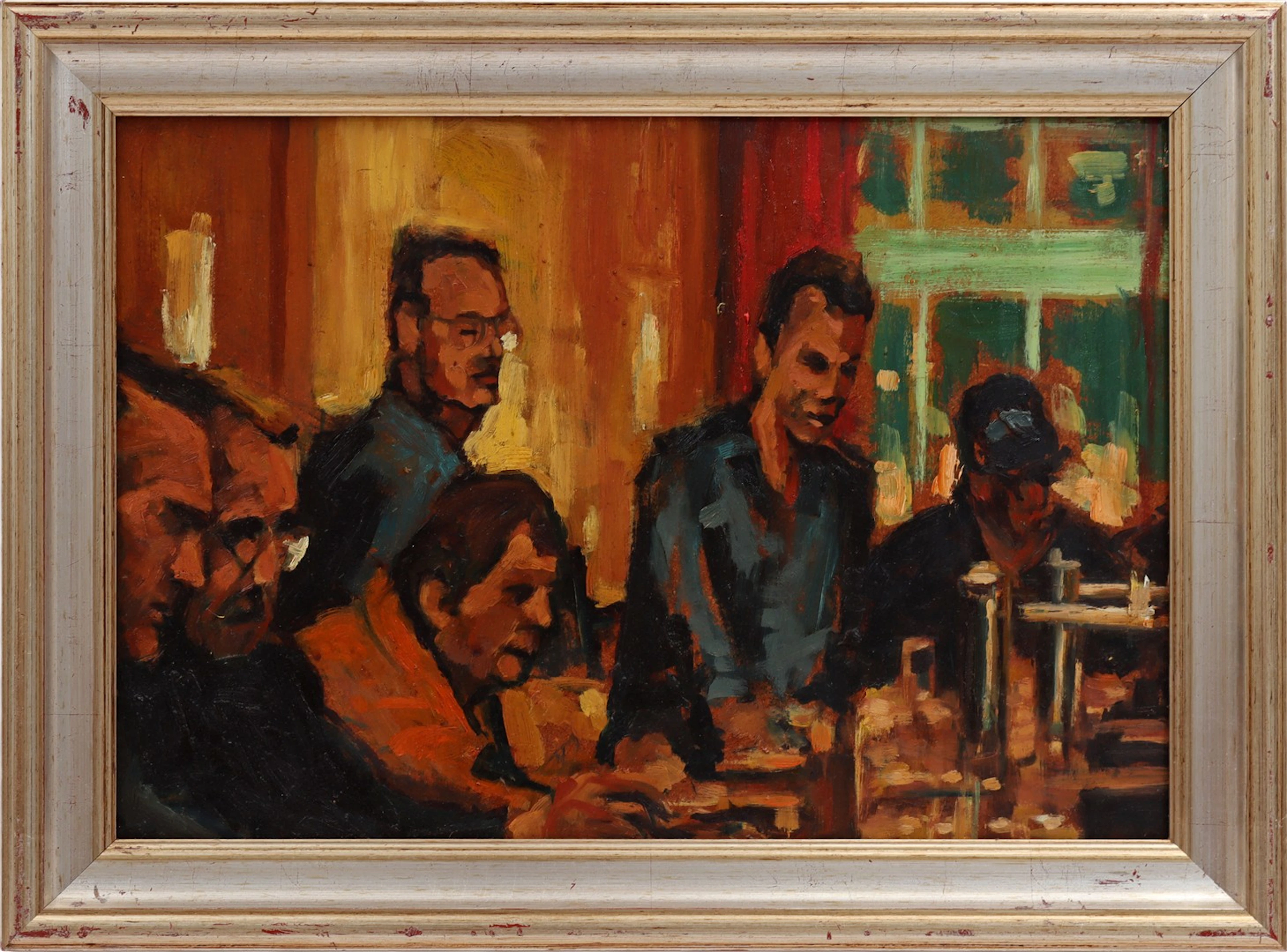 Figuren aan de bar in een café