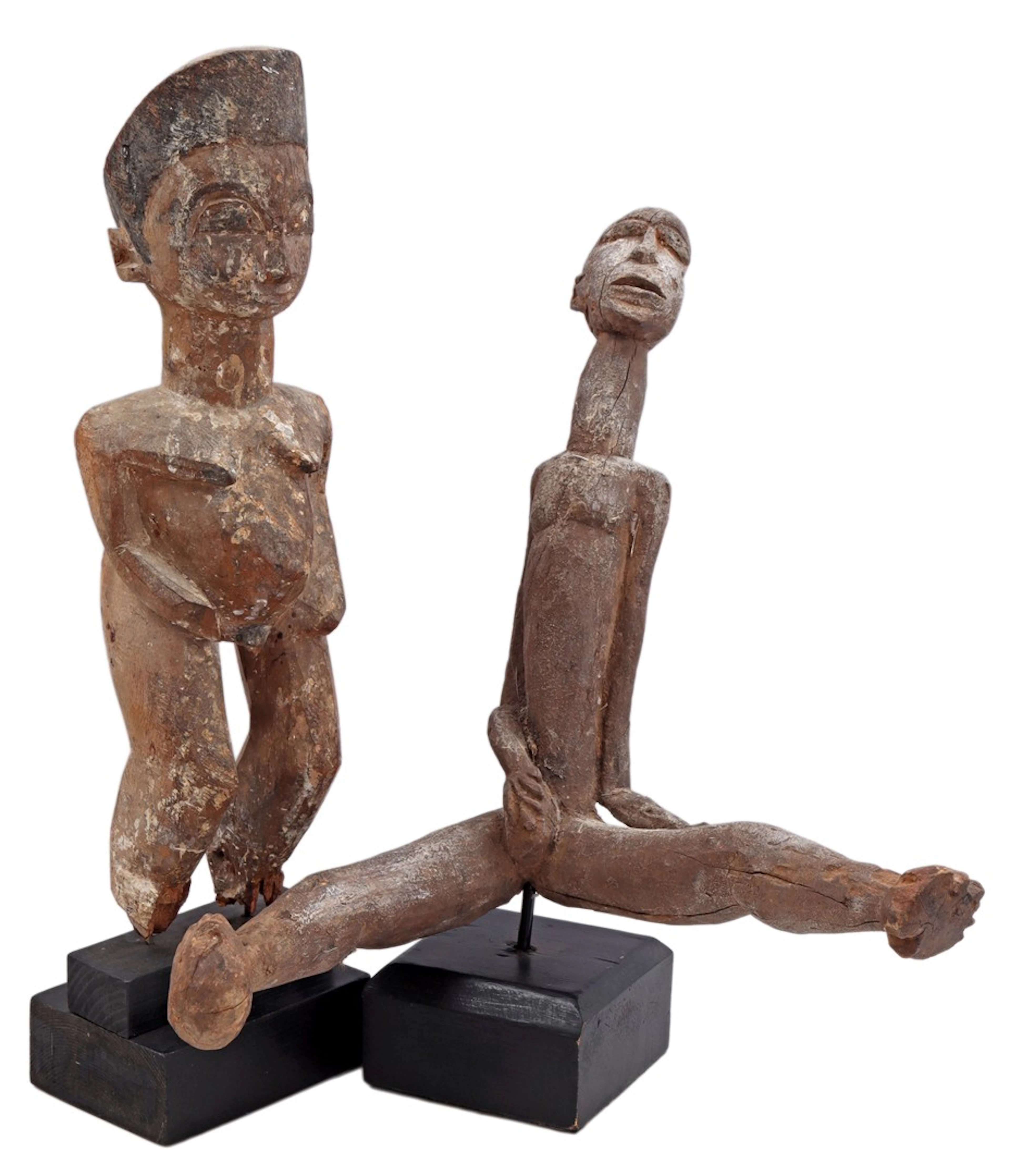 2 Afrikaans houten sculpturen waronder Lobi stam