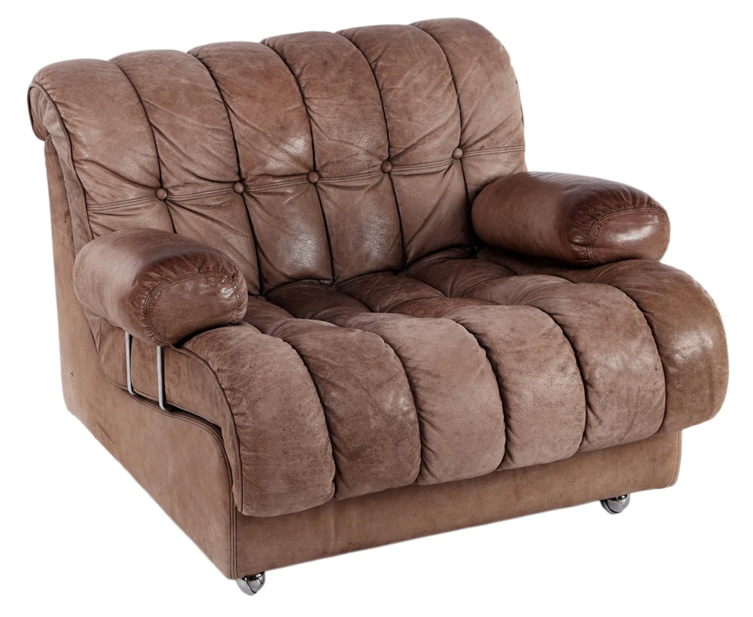 Lederen verrijdbare gecapitonneerde fauteuil