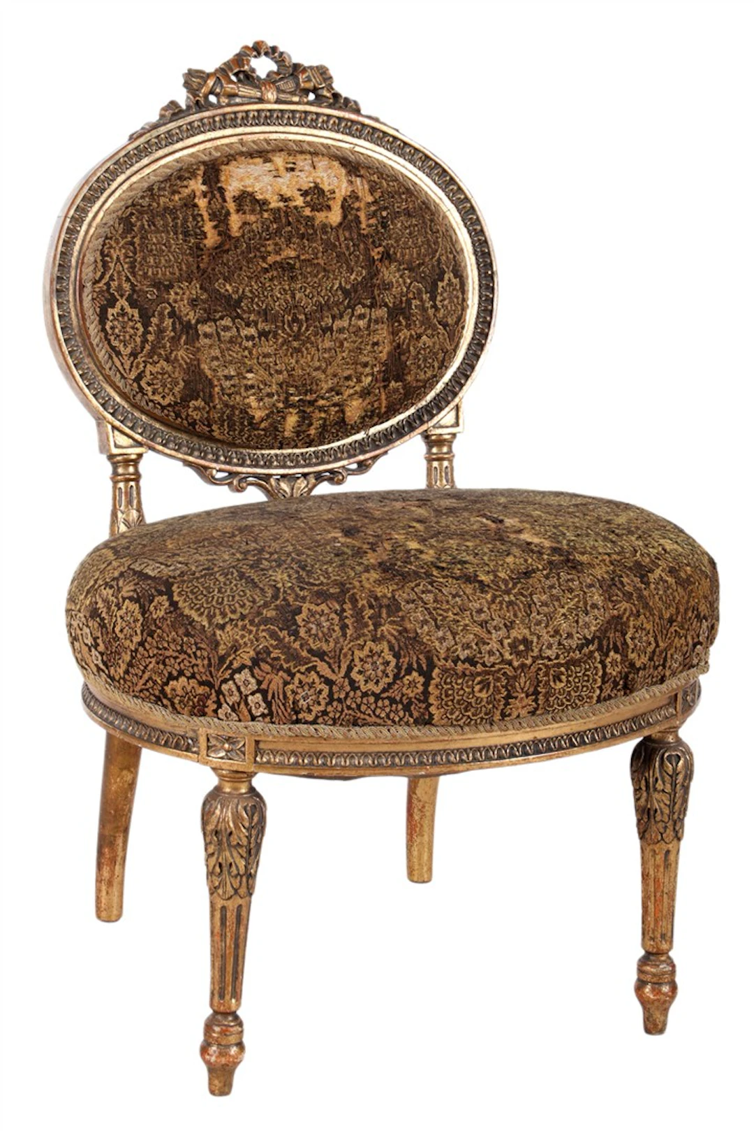Goudkleurige houten Louis SVI-stijl halstoel met...