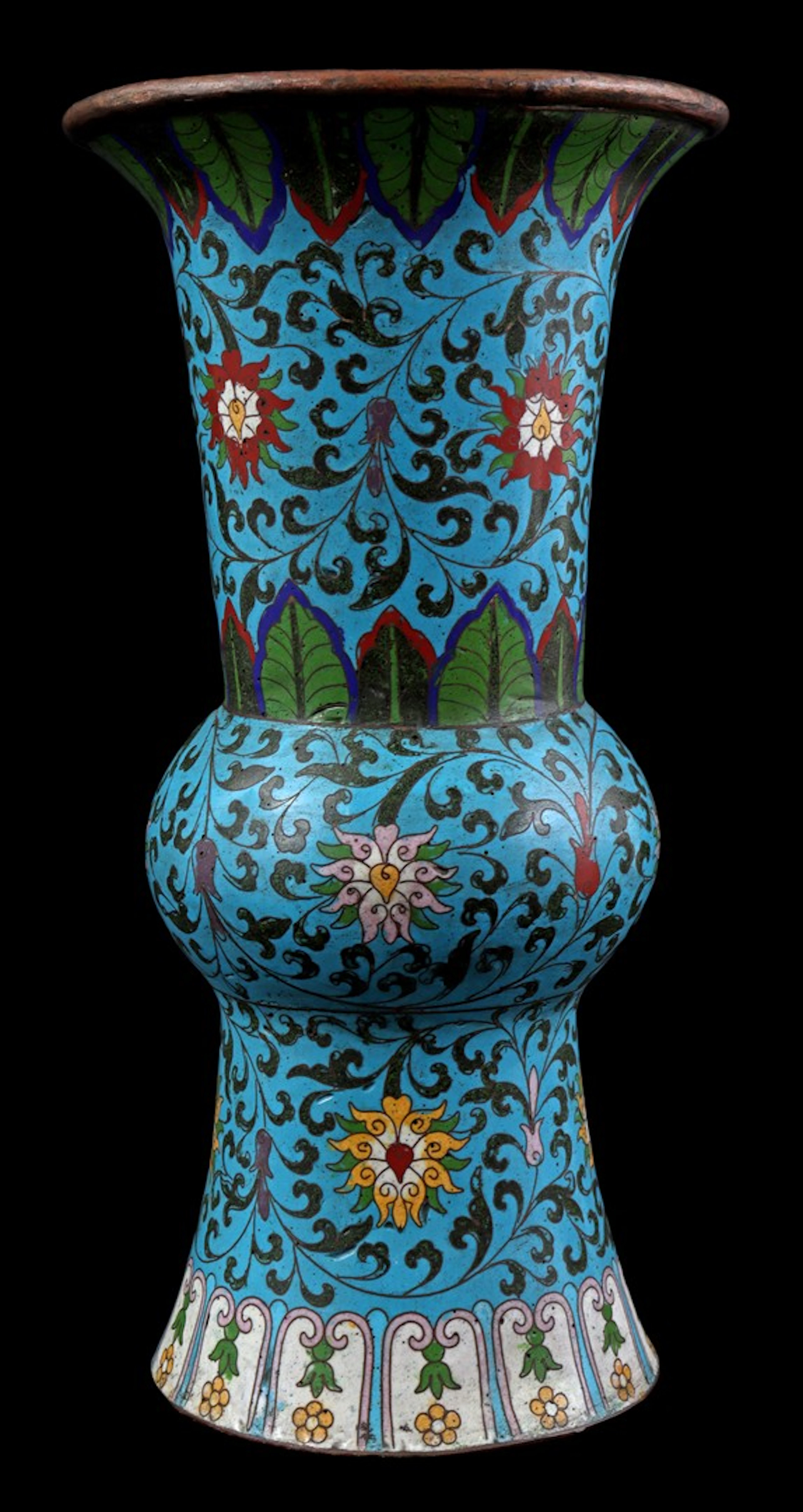 Cloisonné yen yen vaas polychroom floraal decor