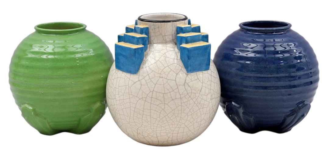 3 Art Deco-stijl aardewerken vazen