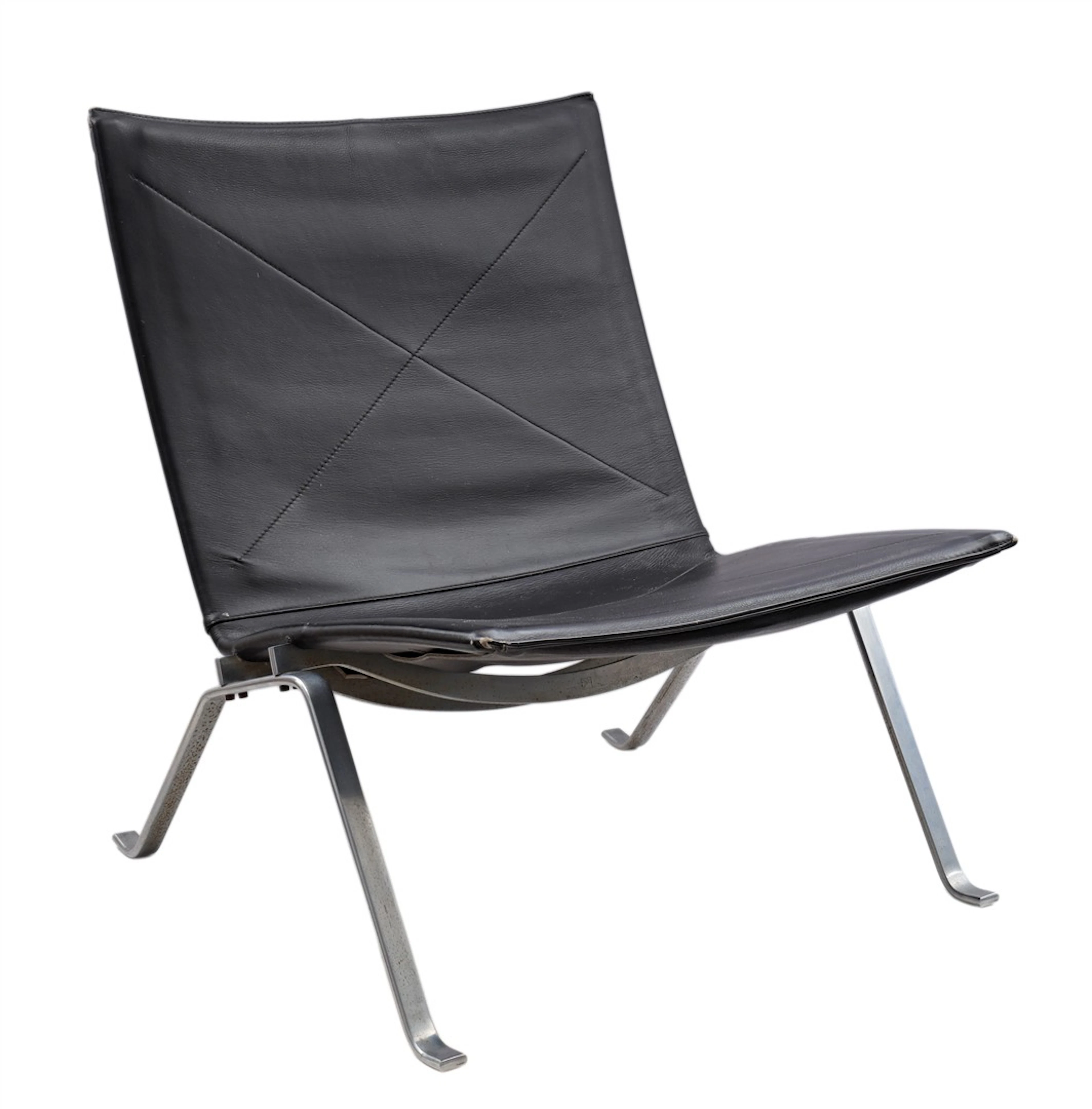 Metalen fauteuil met lederen bekleding