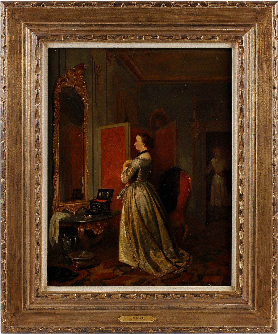 Klassieke voorstelling met dames in interieur
