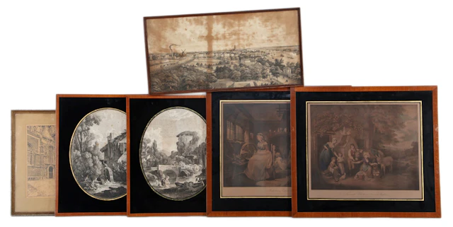 6 diverse grafiek bestaande uit gravures en litho's