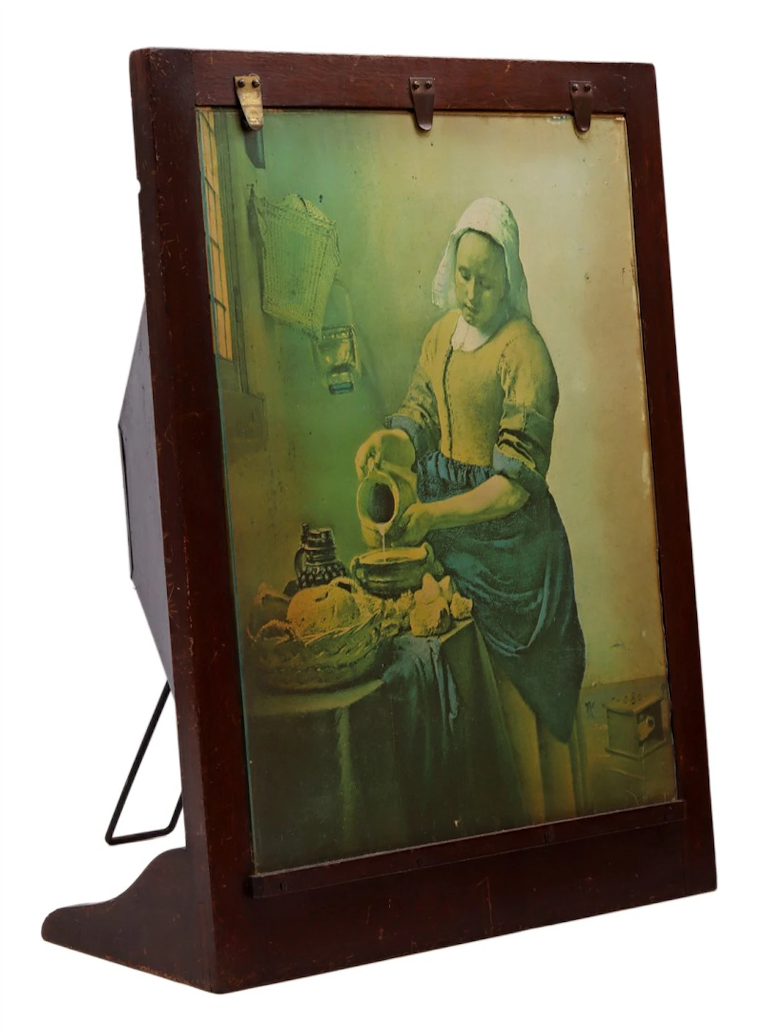 Houten tafellamp met decor van Het Melkmeisje