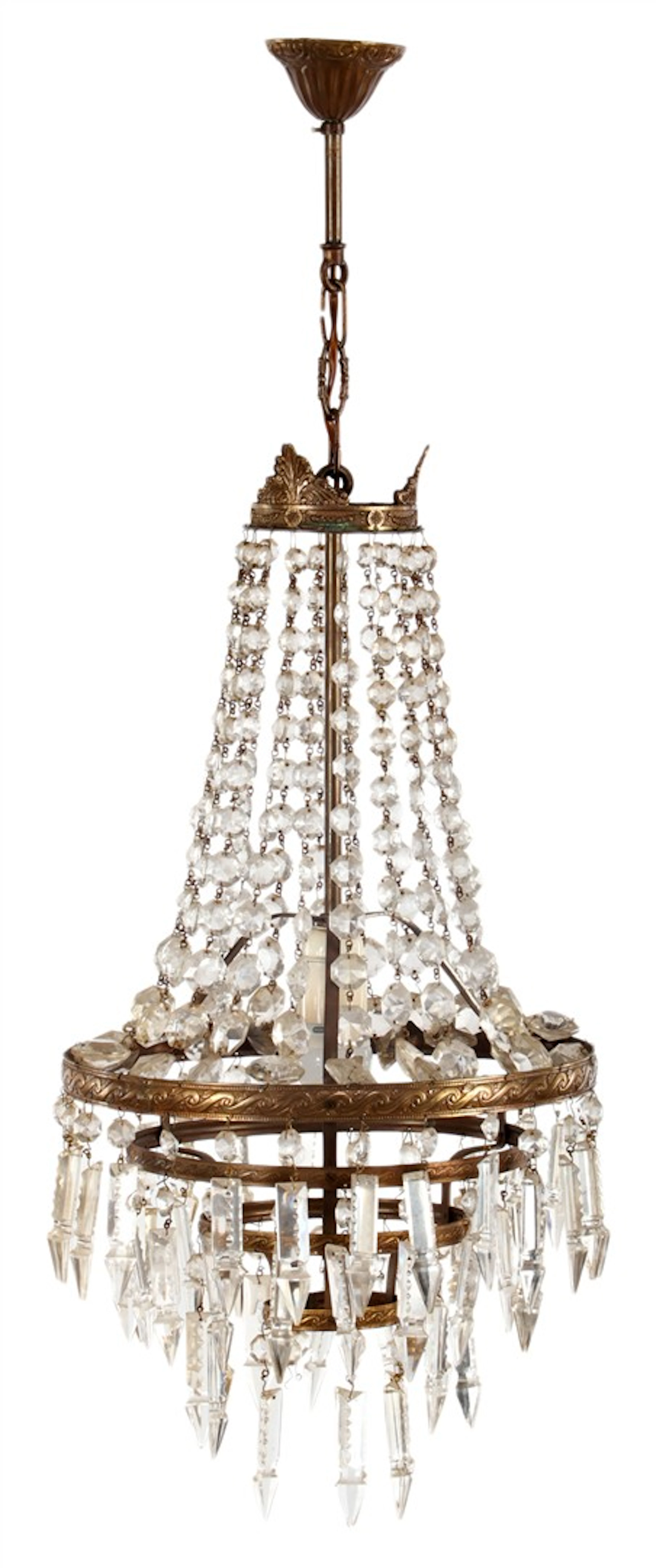 Klassieke hanglamp met geslepen pegels en kralen