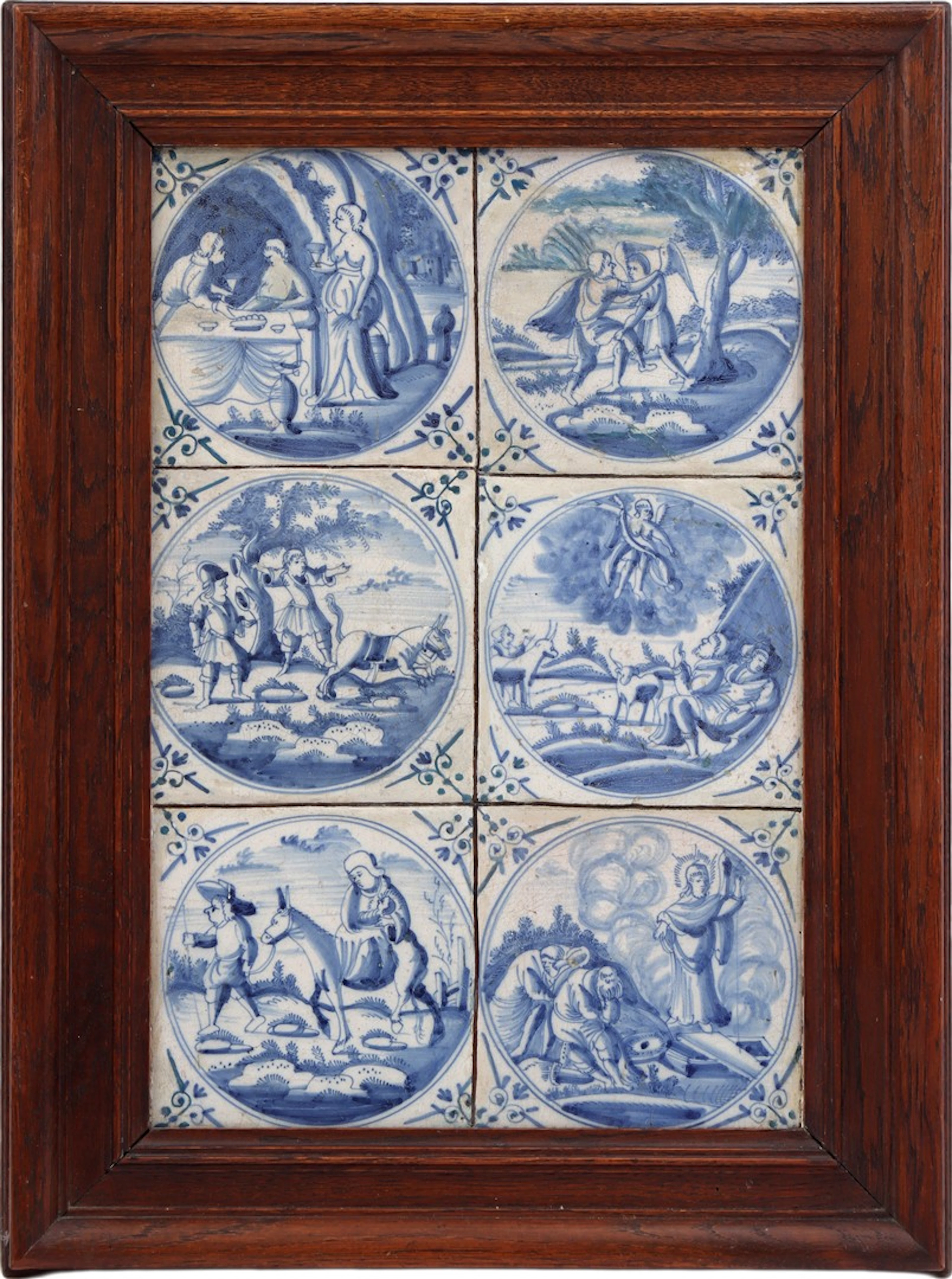 Tegeltableau met blauw decor van Bijbelse voorstellingen