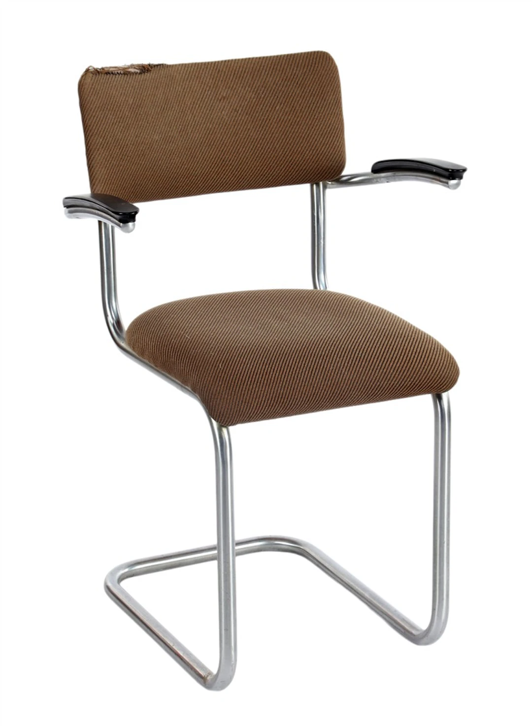 Metalen buisframe armstoel met bakelieten armleggers en...