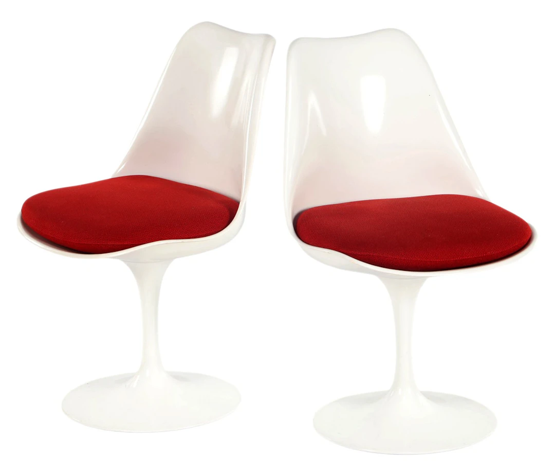 2 Space Age-stijl witte kunststof 'Tulip'-model...