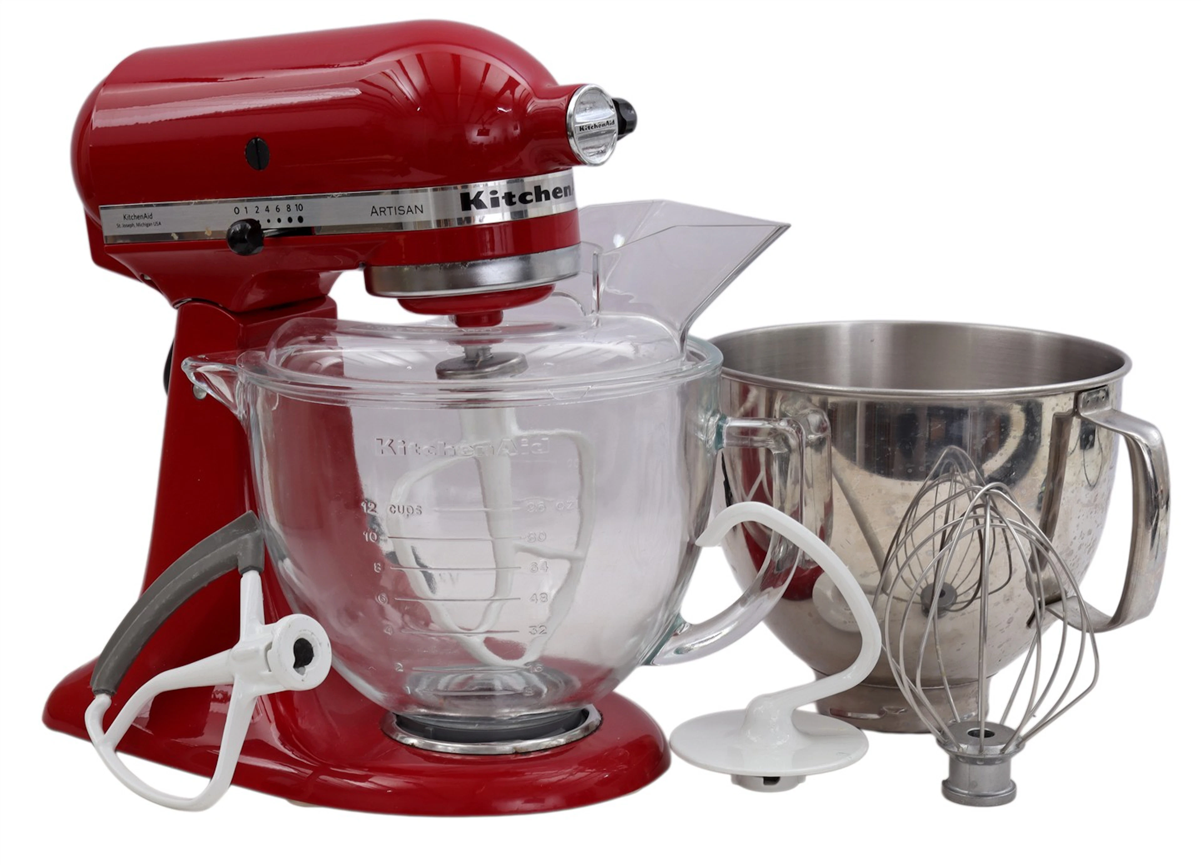 Kitchen Aid Artisan keukenmachine met RVS en glazen kom