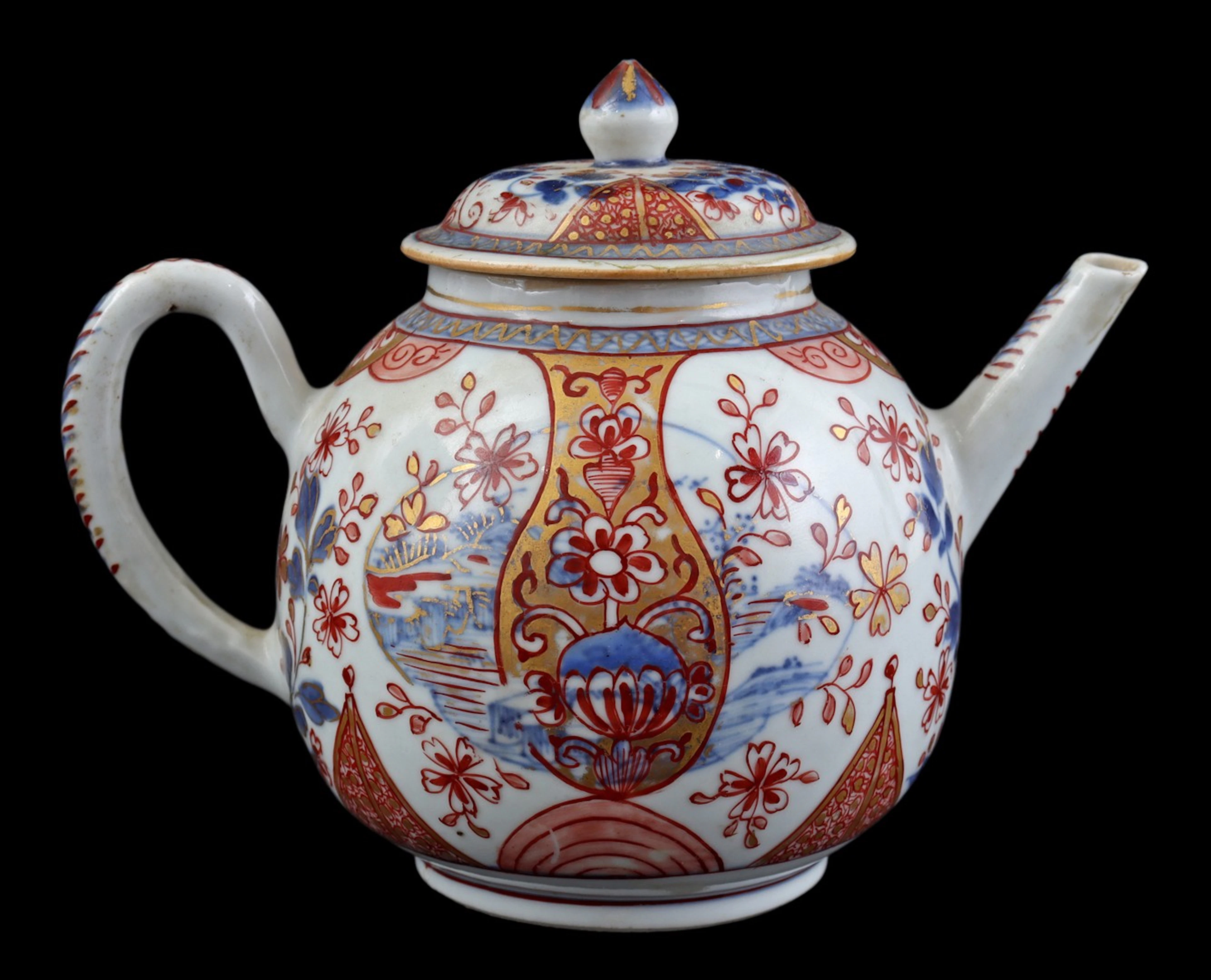 Porseleinen Imari theepot met Amsterdams Bont decor