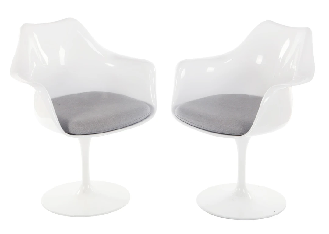 2 Space Age-stijl kunststof eetkamerstoelen met grijs...