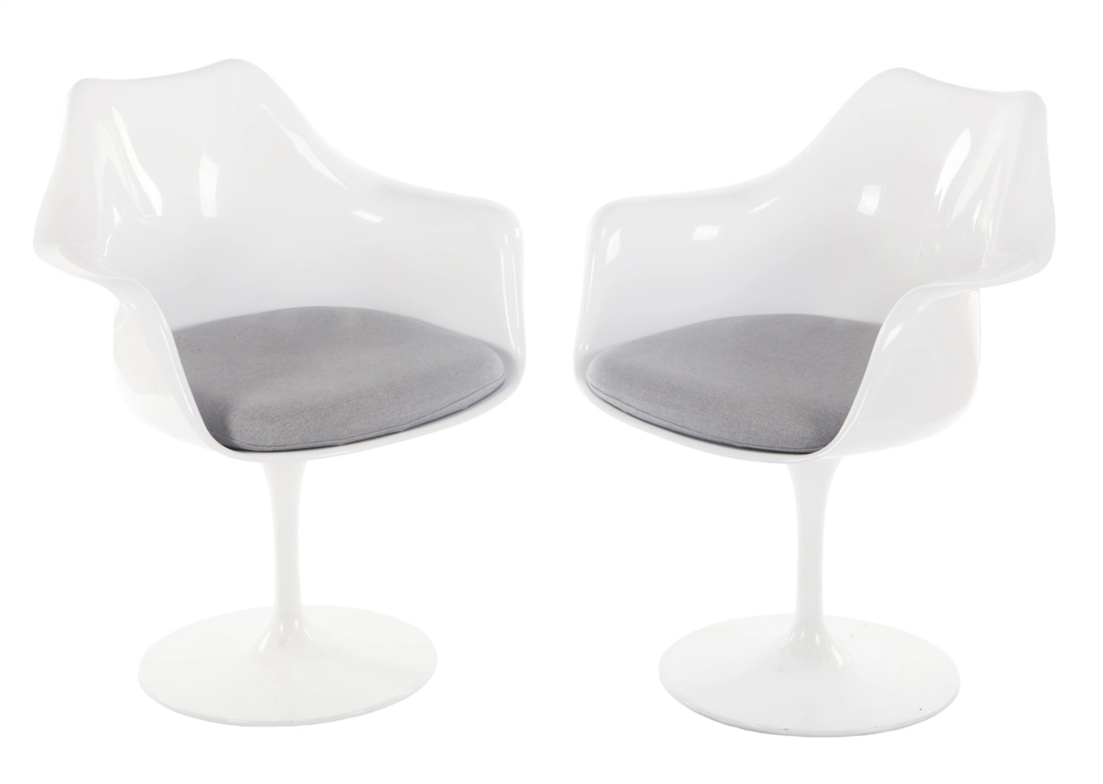 2 Space Age-stijl kunststof eetkamerstoelen met grijs...