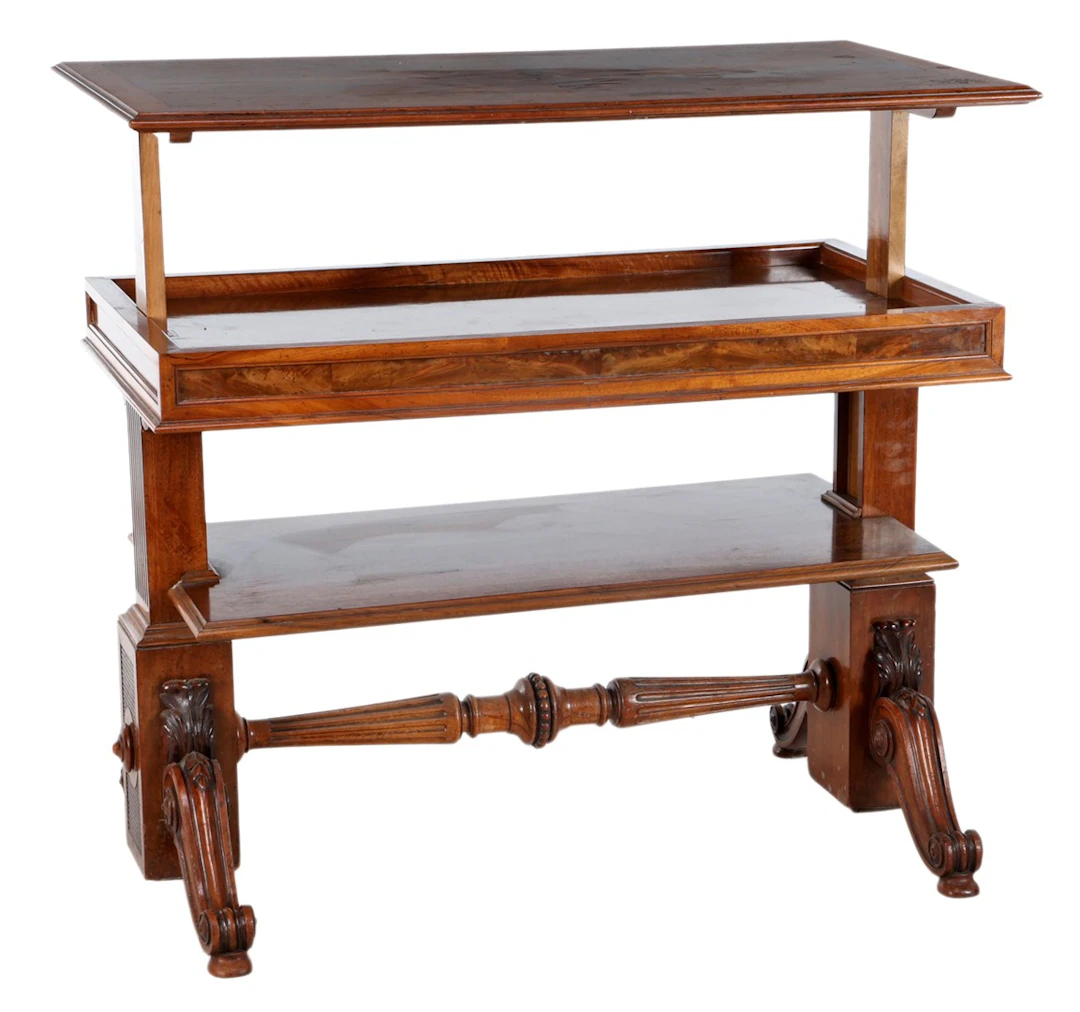 Noten in hoogte uitschuifbare etagère/tafel met...