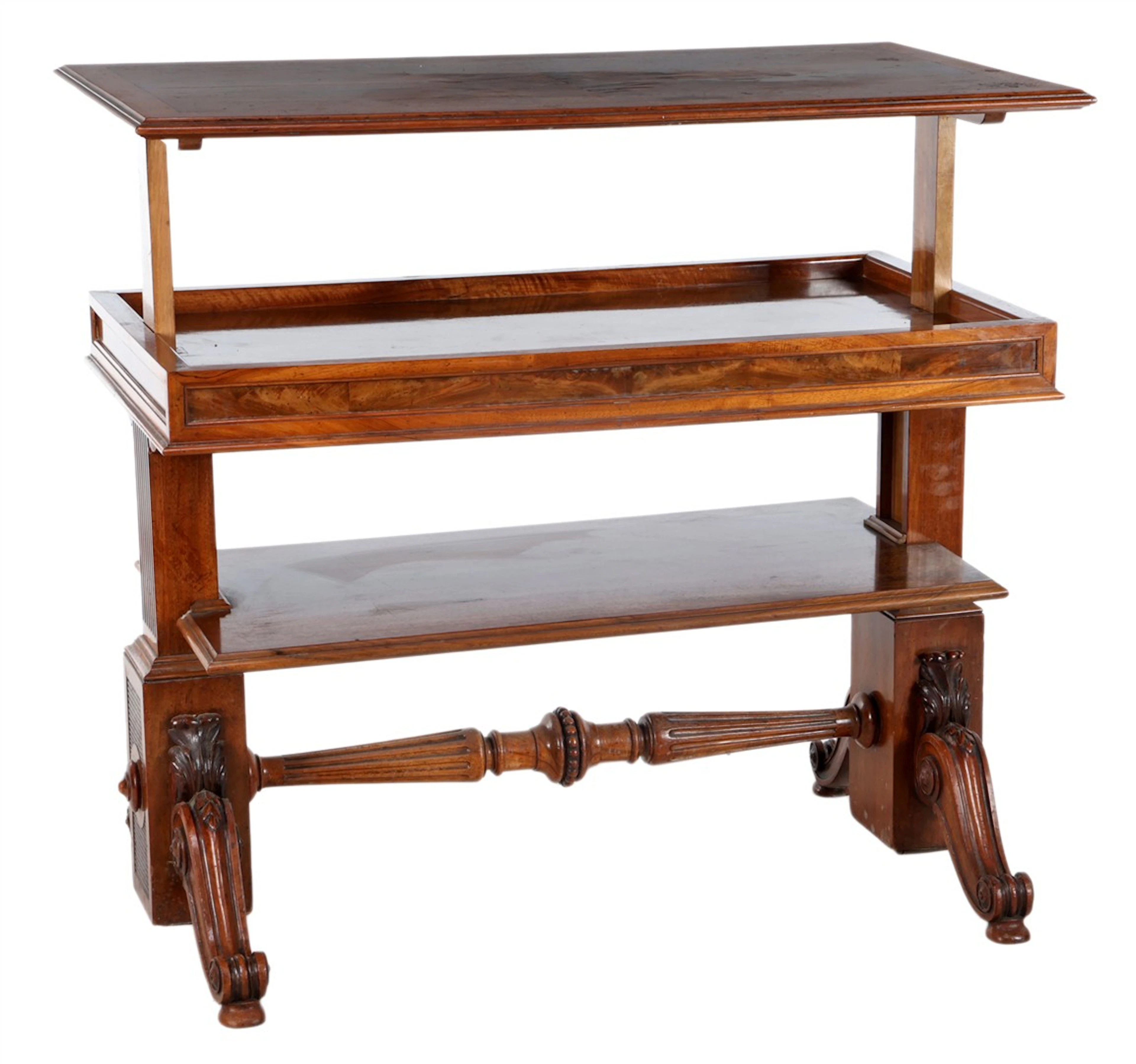 Noten in hoogte uitschuifbare etagère/tafel met...