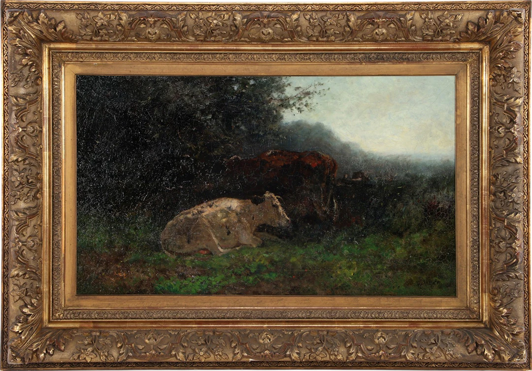 Landschap met koeien bij boom