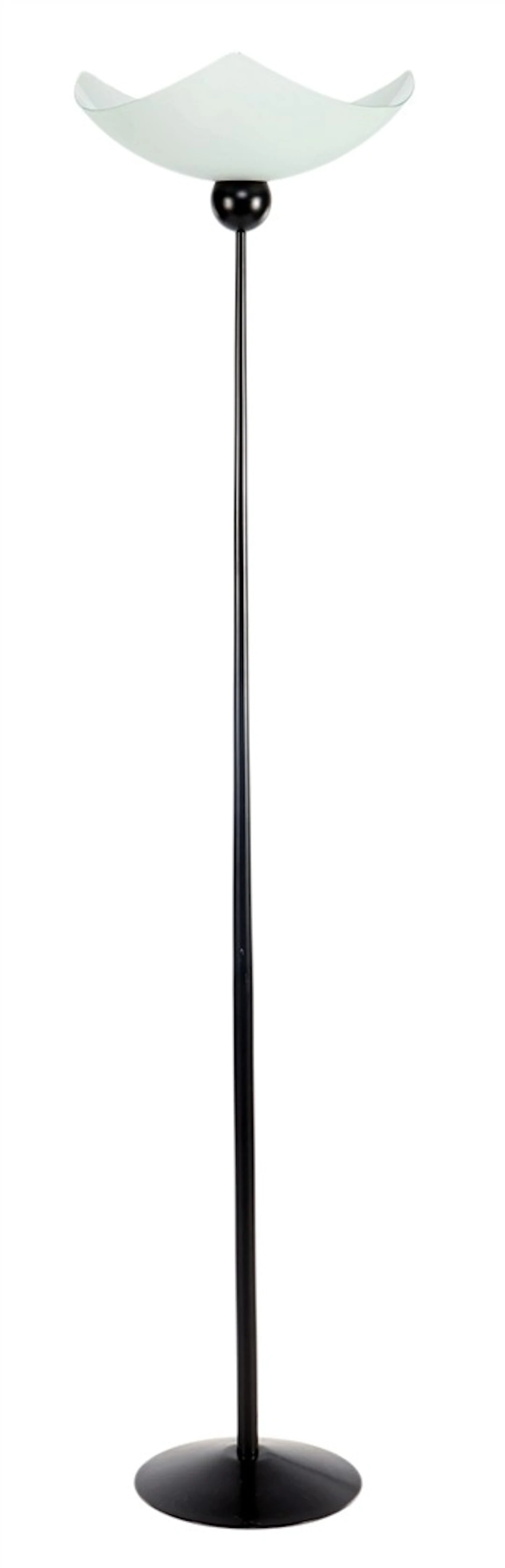 Gezwart metalen vloerlamp met glazen kap