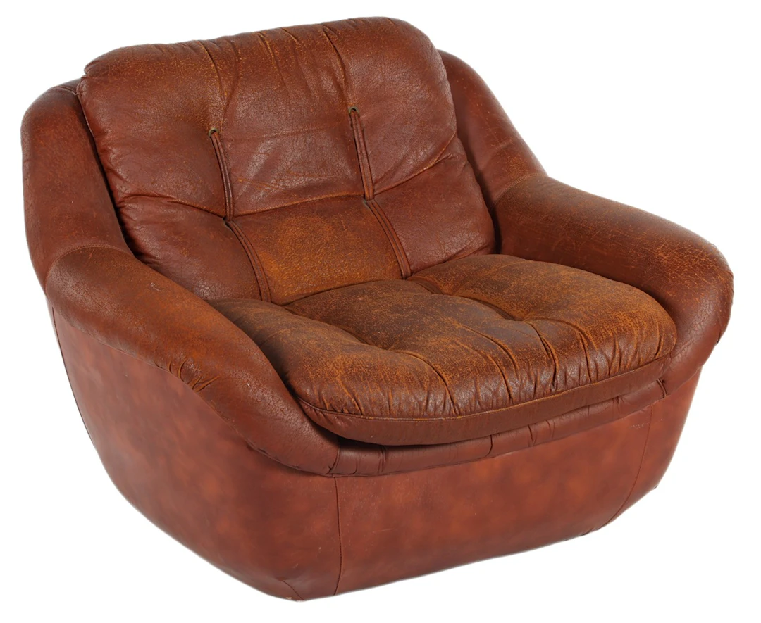 Bruin gecapitonneerde lederen draaifauteuil