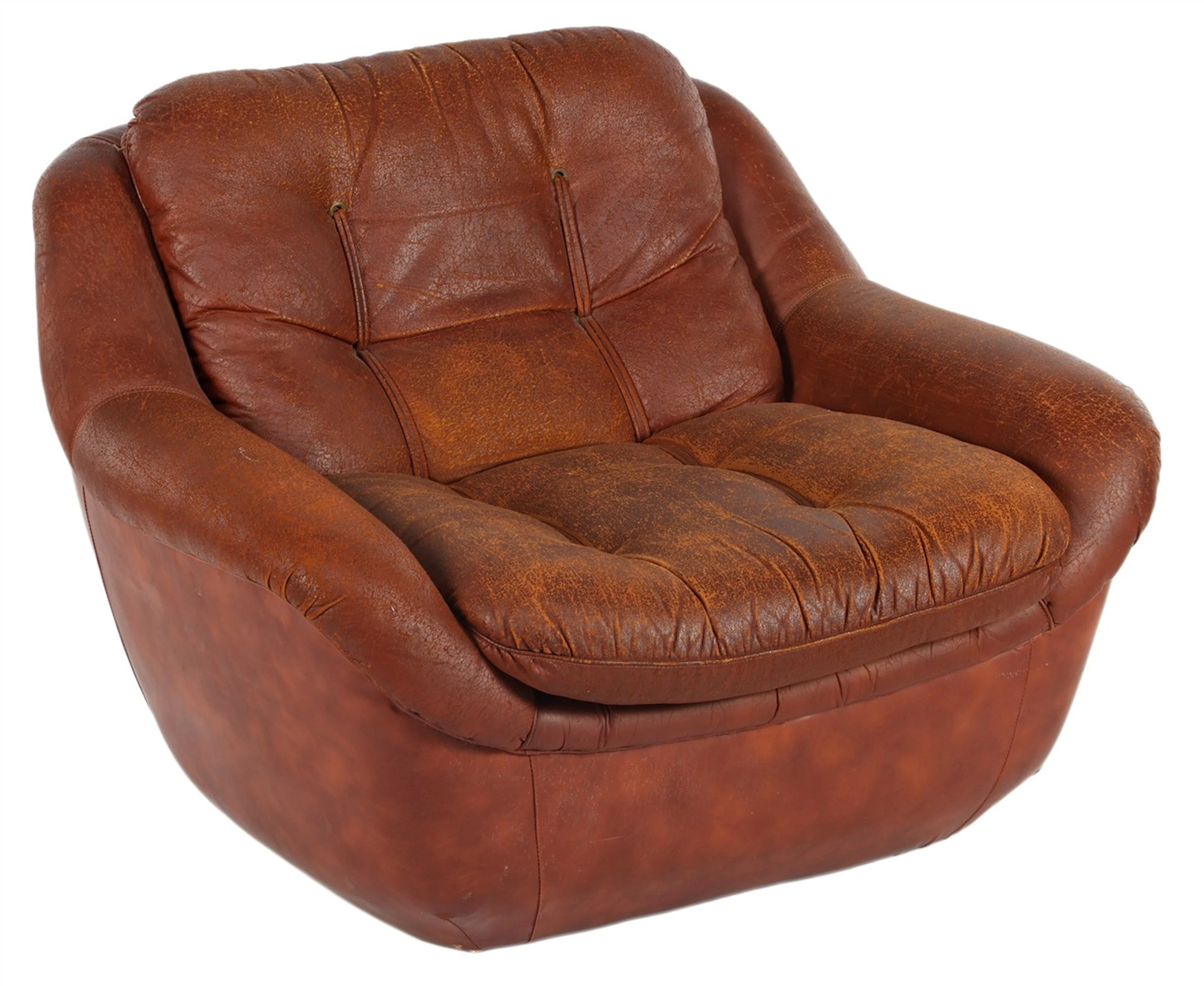 Bruin gecapitonneerde lederen draaifauteuil