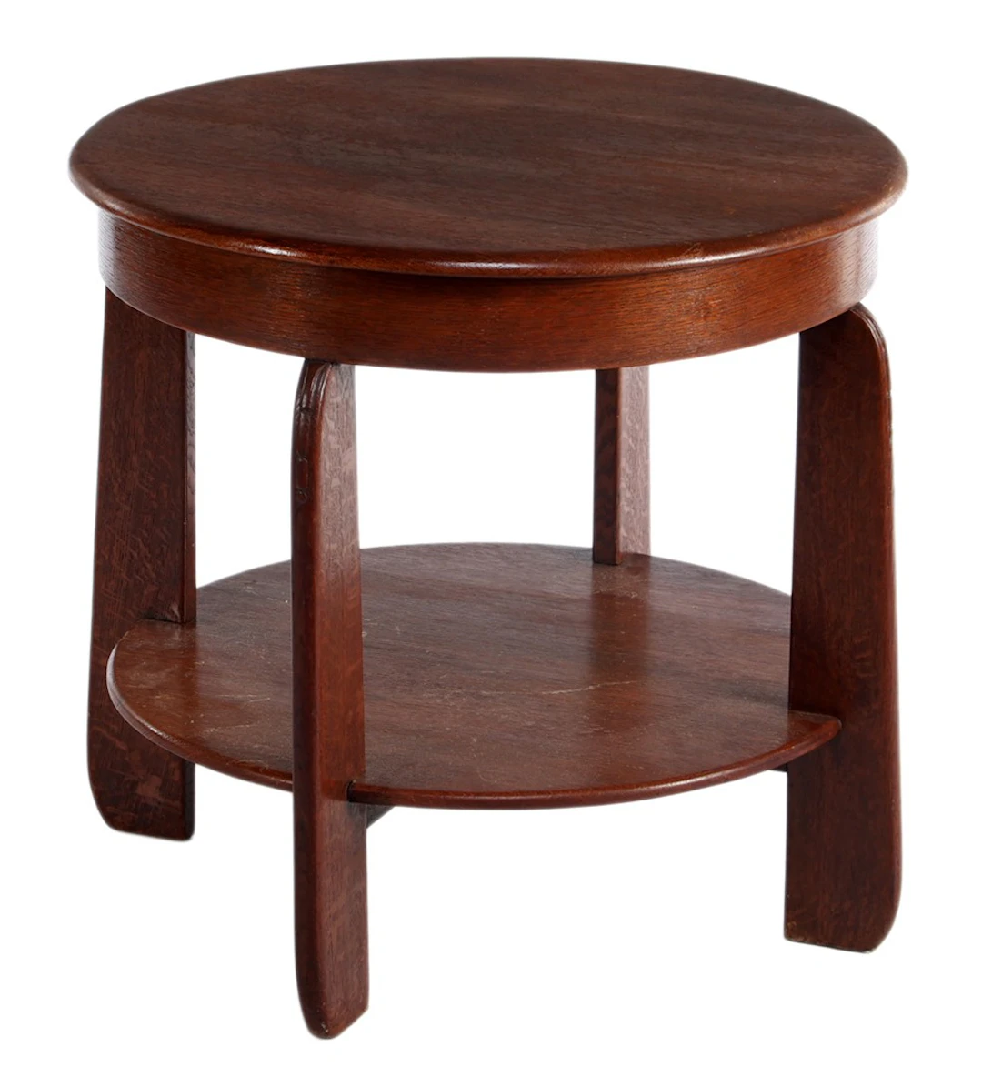 Art Deco eiken salontafel met onderschap