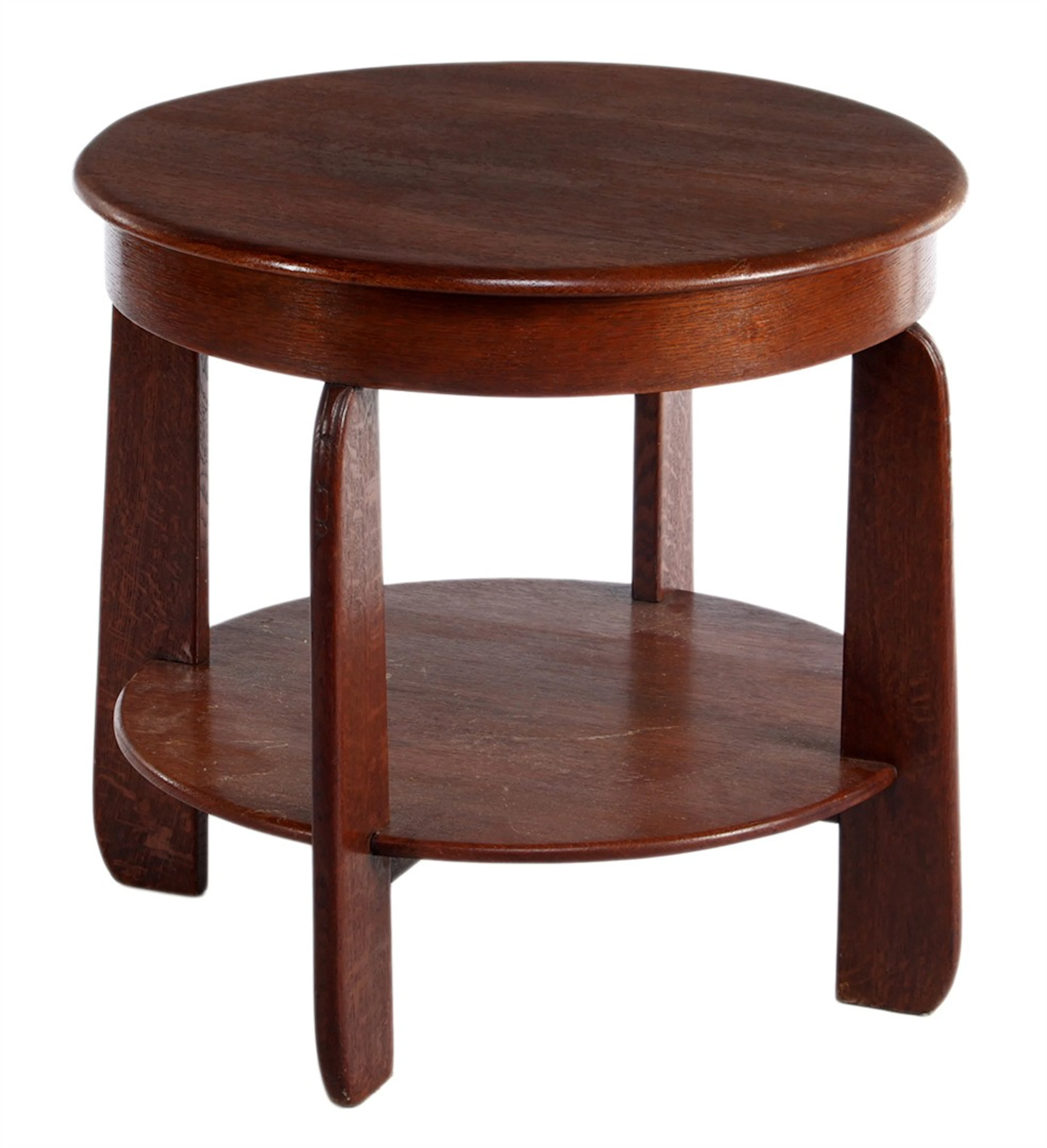 Art Deco eiken salontafel met onderschap