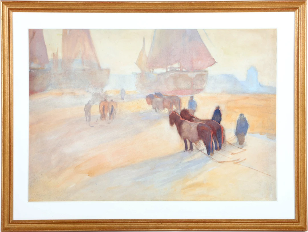 Strandtafereel met paarden