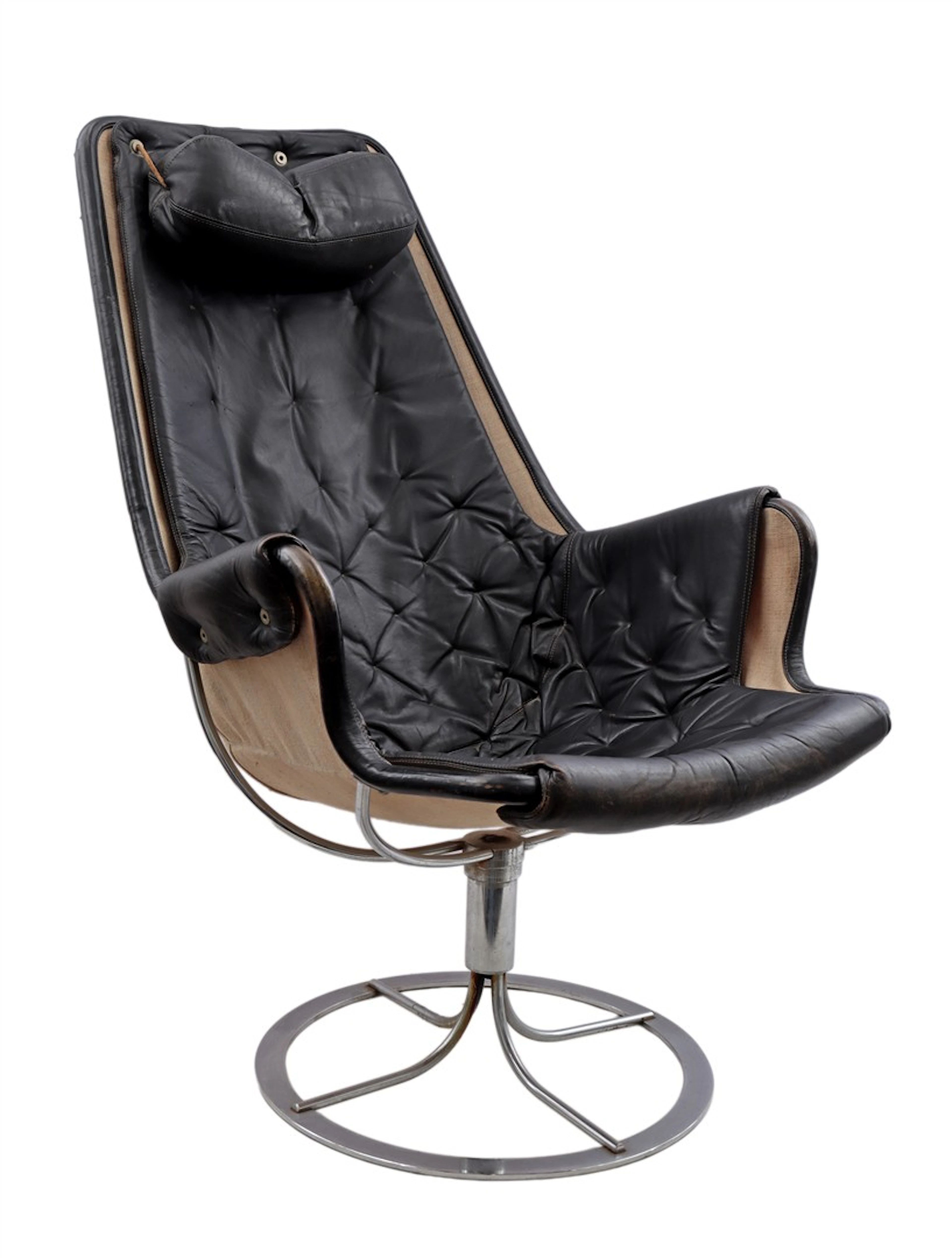 Metalen draaifauteuil met terugkeermechanisme enlederen...