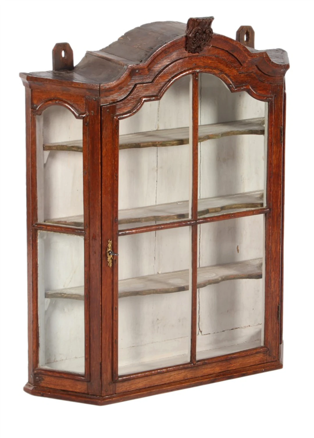 Eiken 3-schaps wandvitrinekast