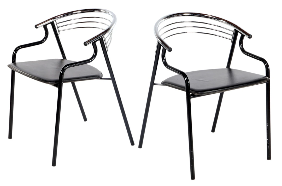 2 Postmodernisme verchroomd en gezwart metalen...