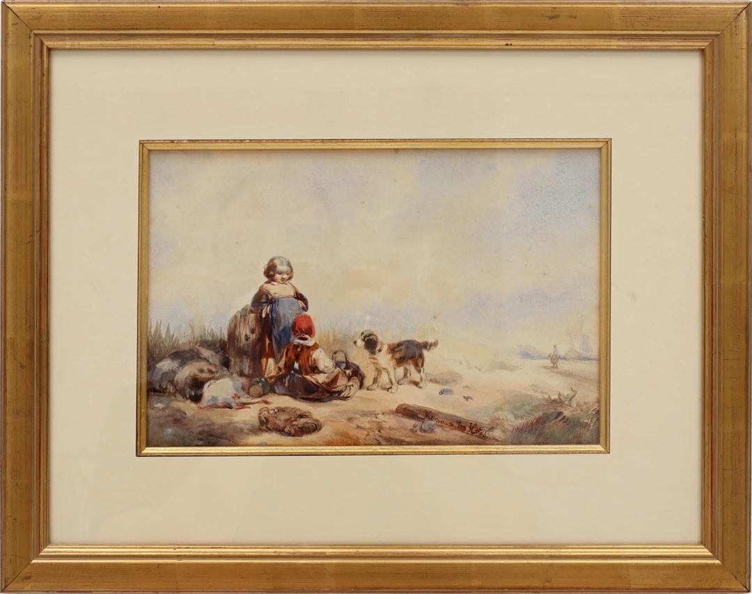 Kinderen met hond in de duinen