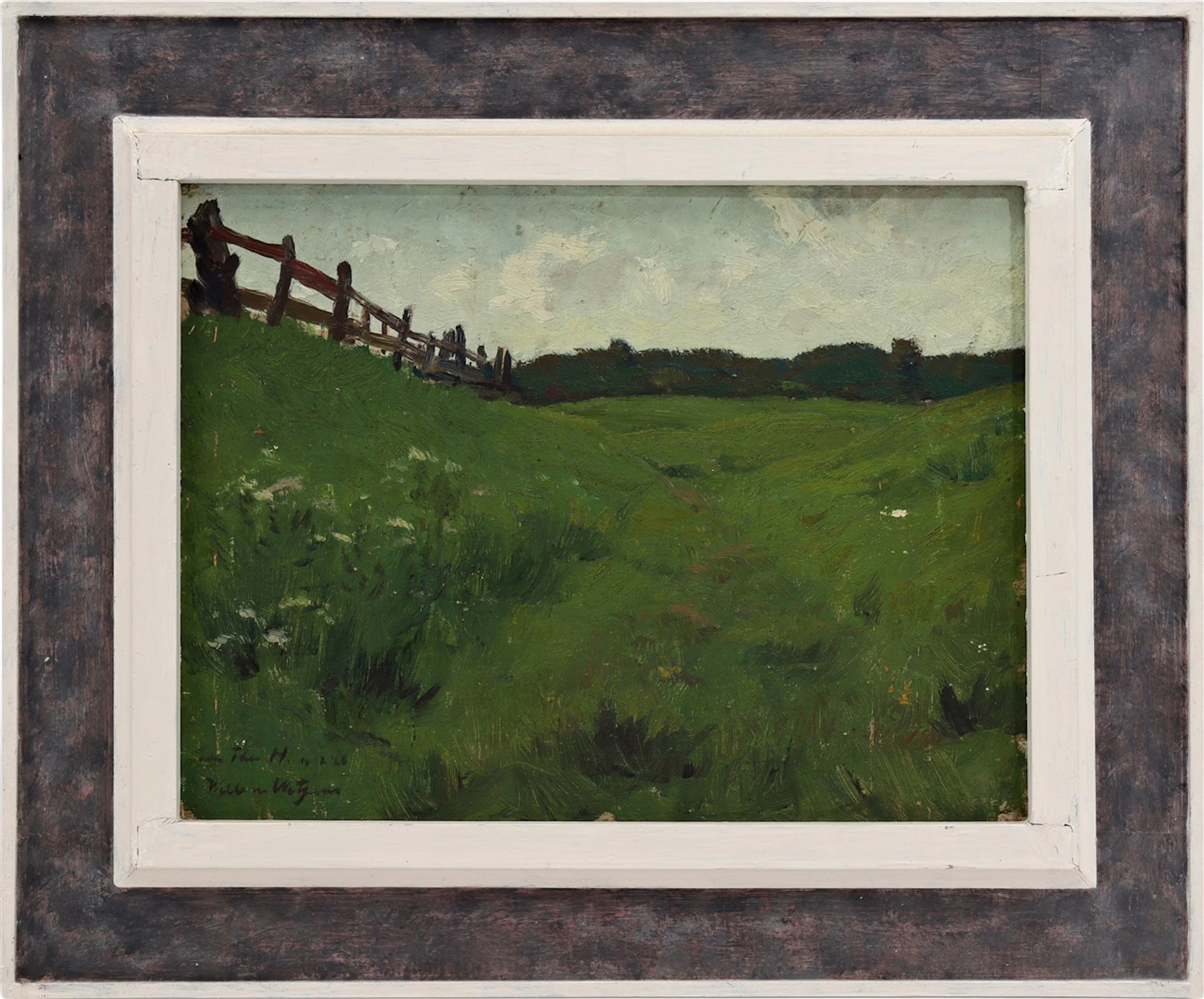 Landschap aan dijk met hek