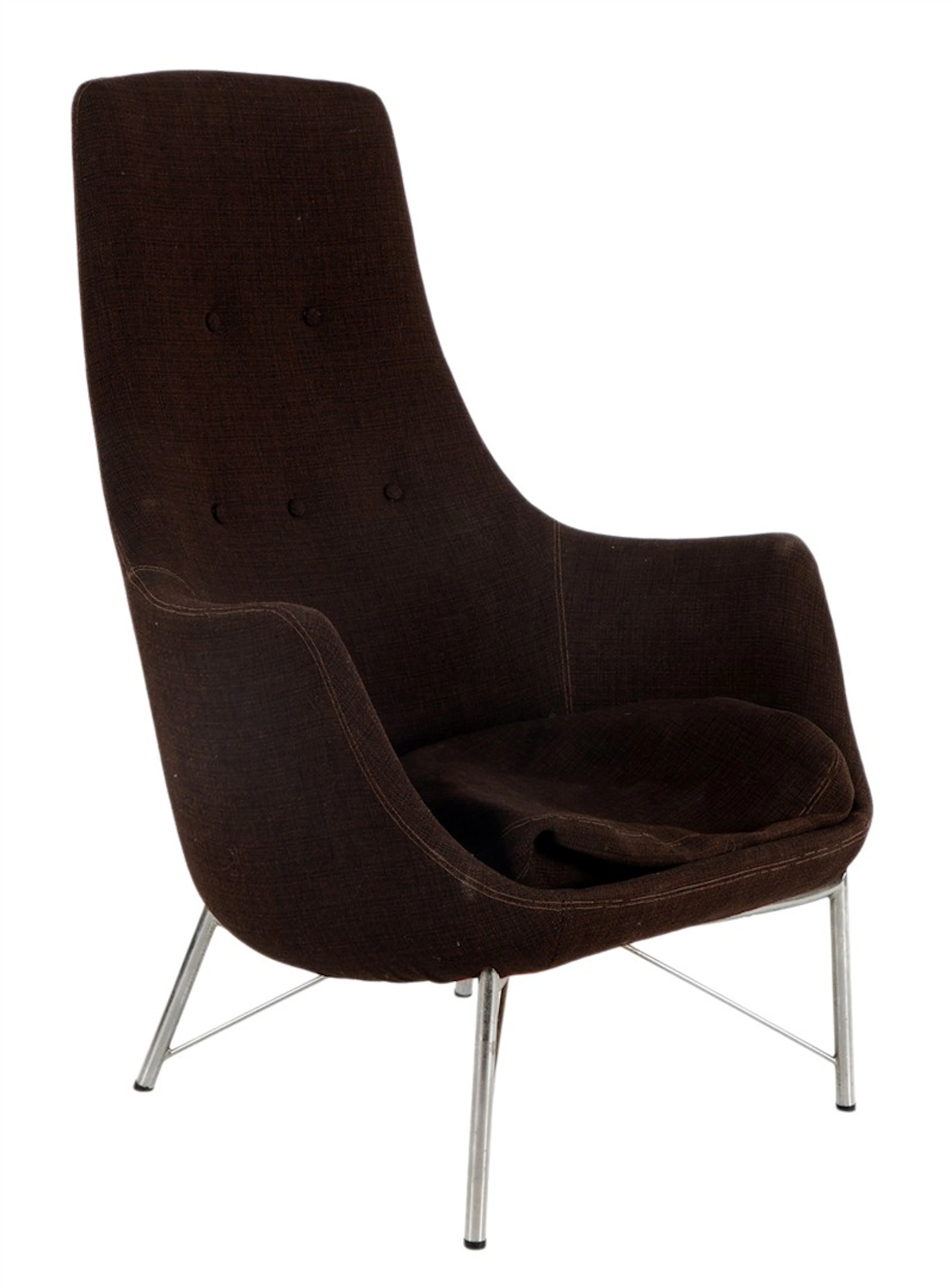 Antracietkleurige fauteuil op metalen onderstel