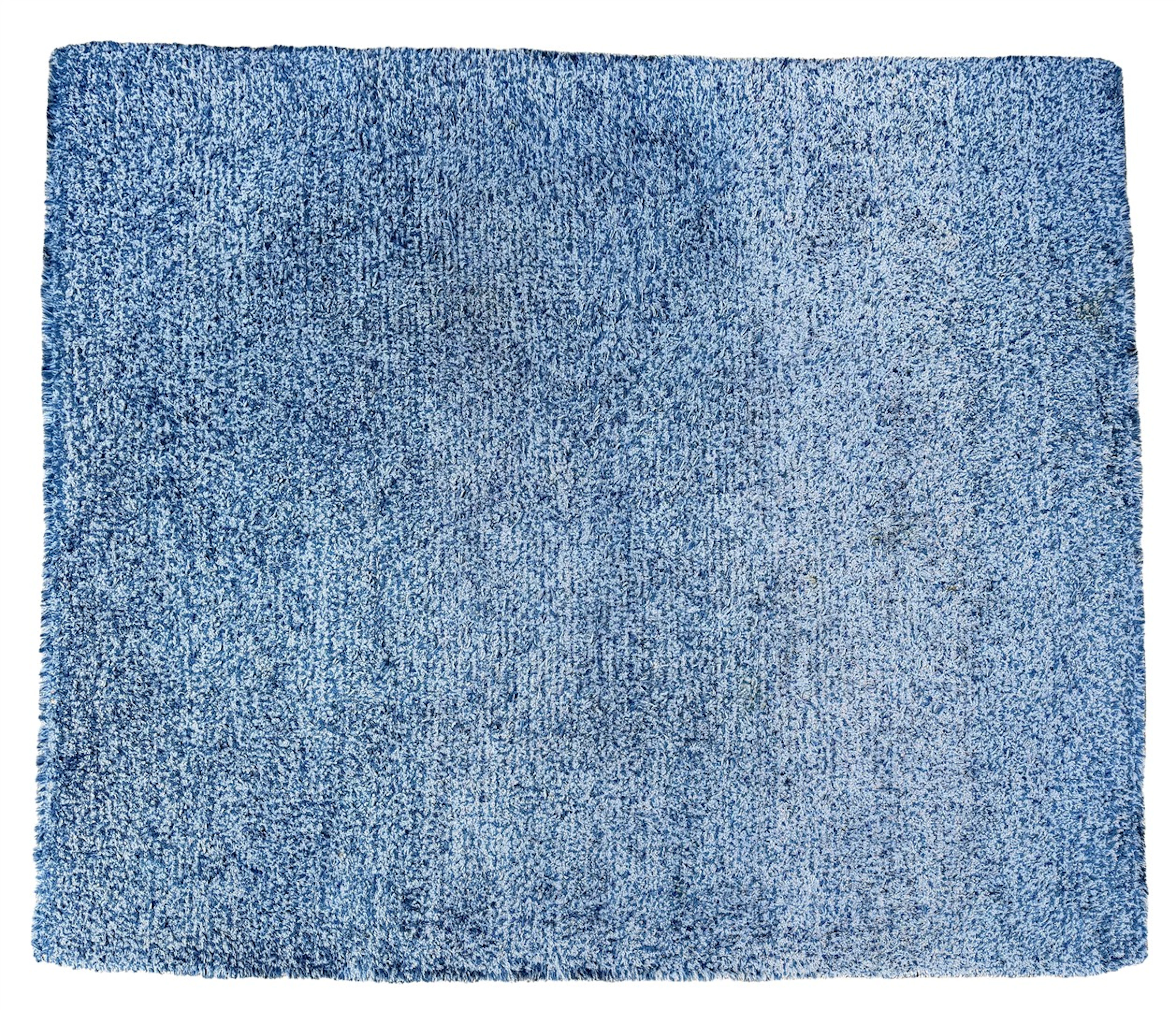 Blauw handgeknoopt wollen tapijt