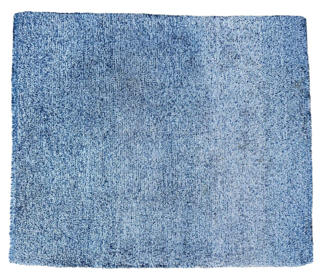 Blauw handgeknoopt wollen tapijt