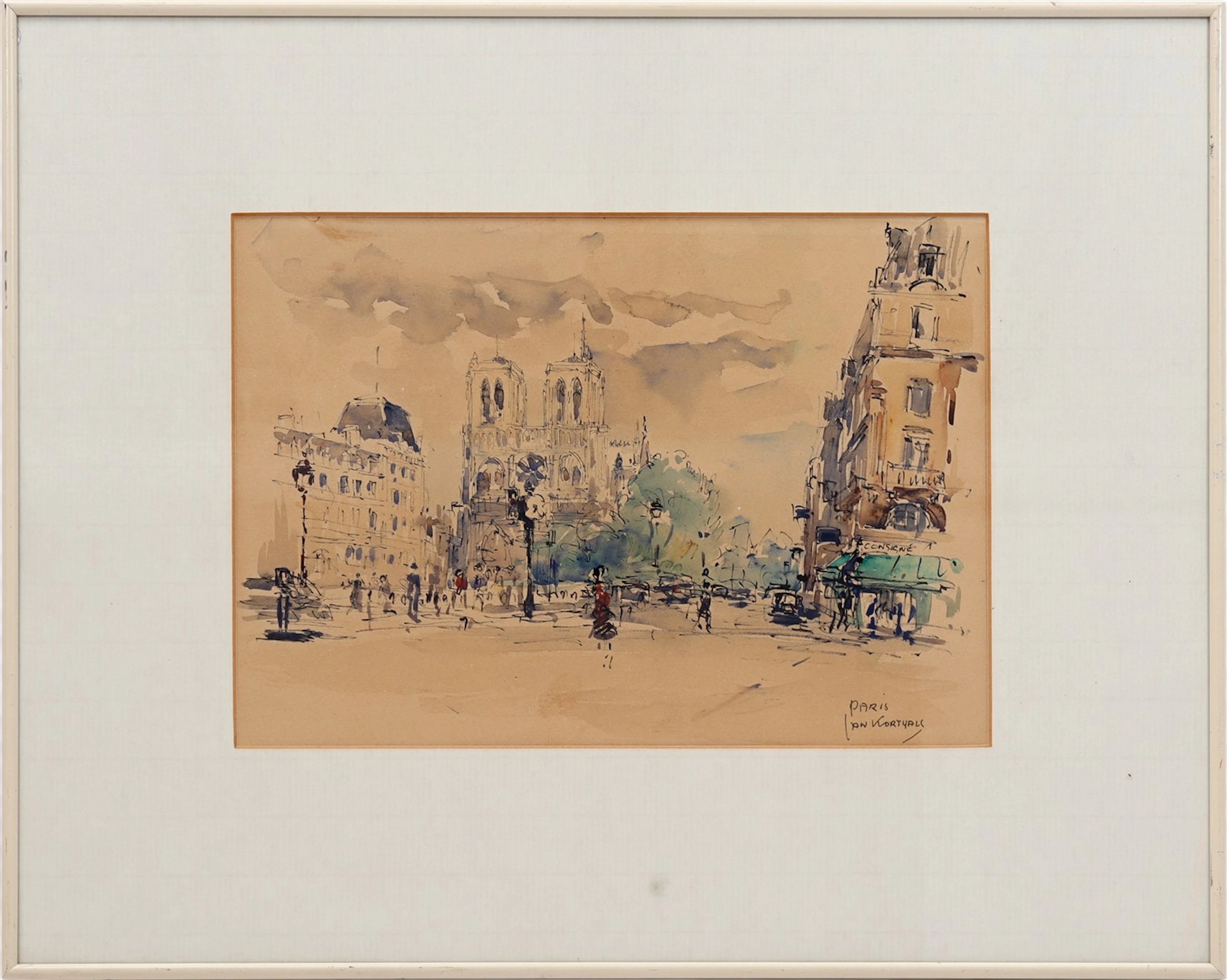 Stadgezicht Parijs met gezicht op de Notre Dame