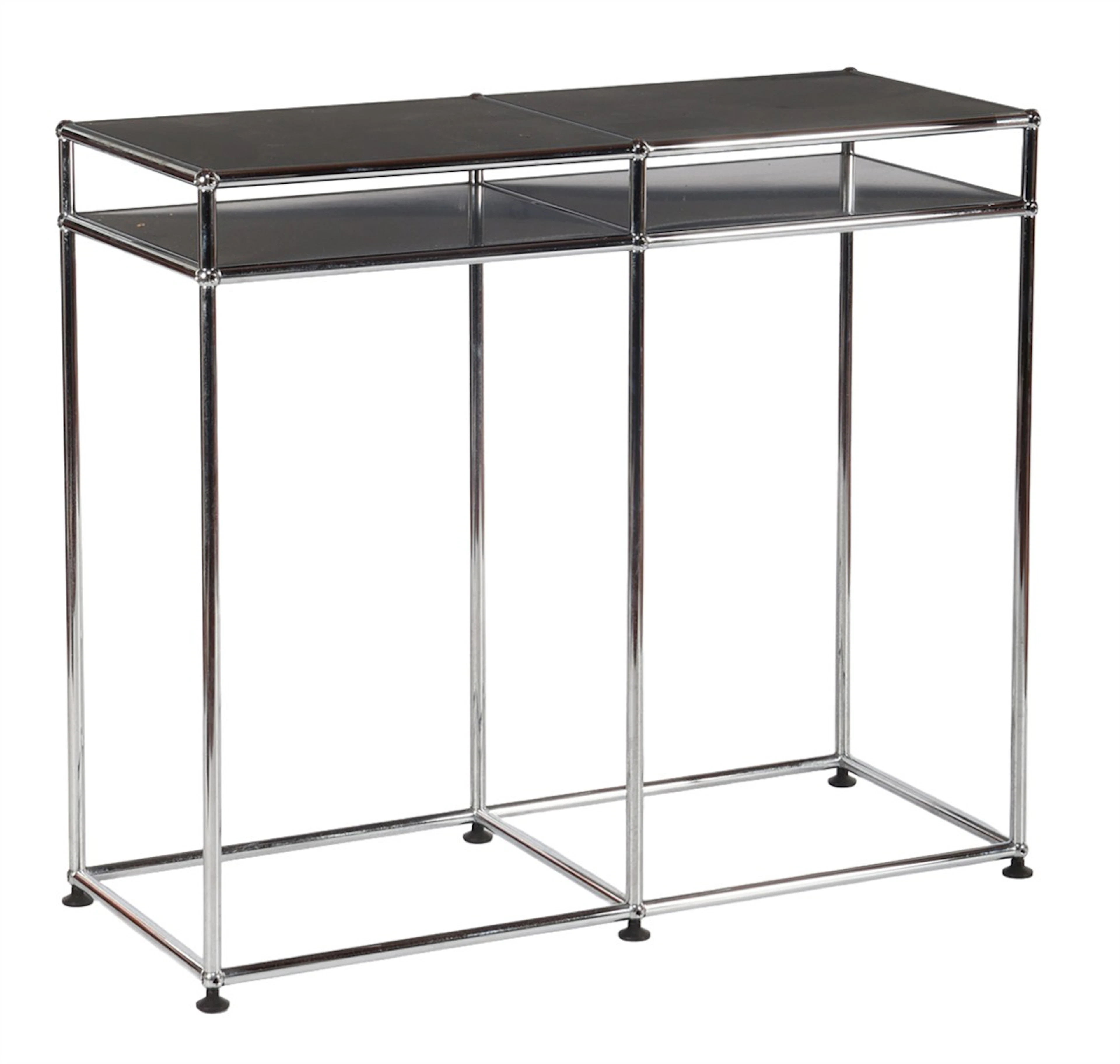 Verchroomd en gezwart metalen modulair wandsysteem/dressoir