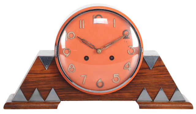 Art Deco pendule in eiken kast