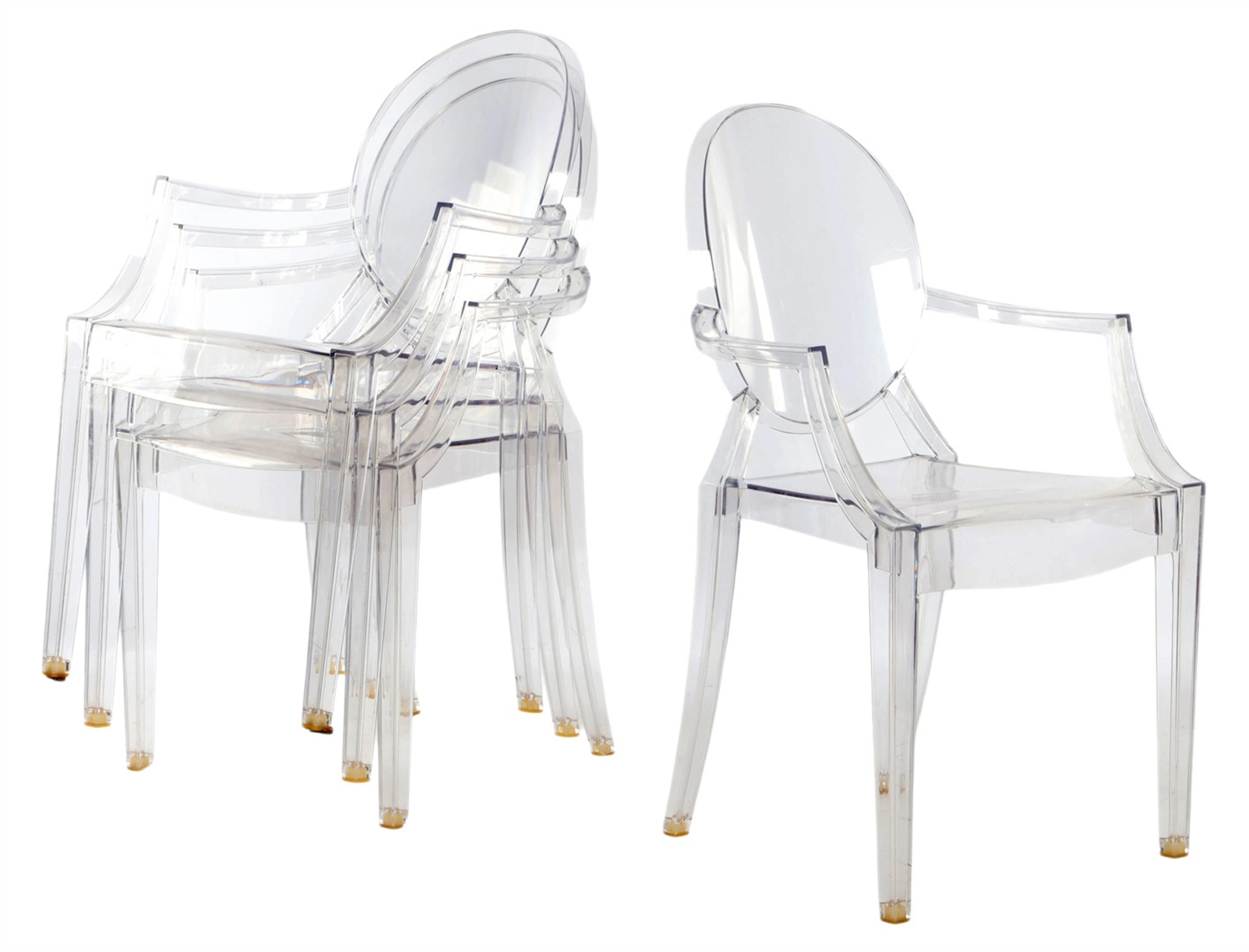 4 Louis Quinze-stijl polycarbonaat armstoelen
