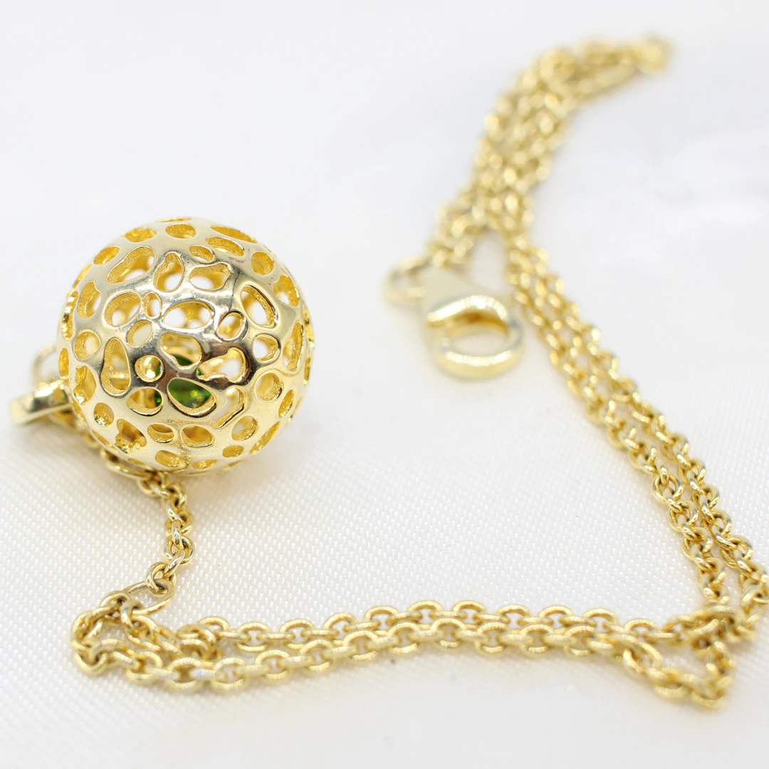 GOLD PLATED SILVER BRACELET & BALL CHARM.