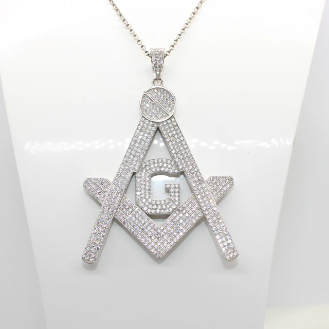 LARGE SILVER MASONIC NECKLACE.