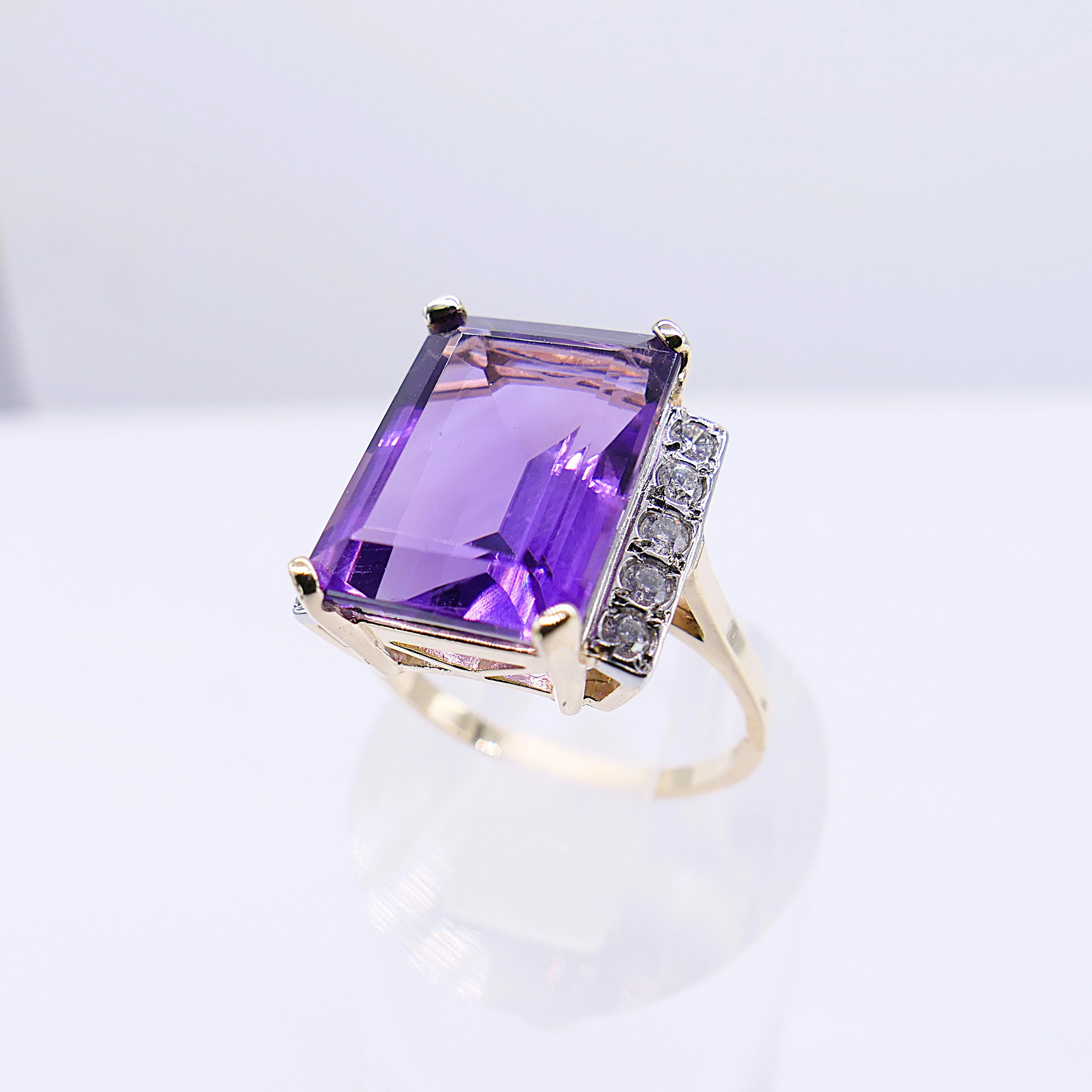 AMETHYST & DIAMOND DRESS RING.