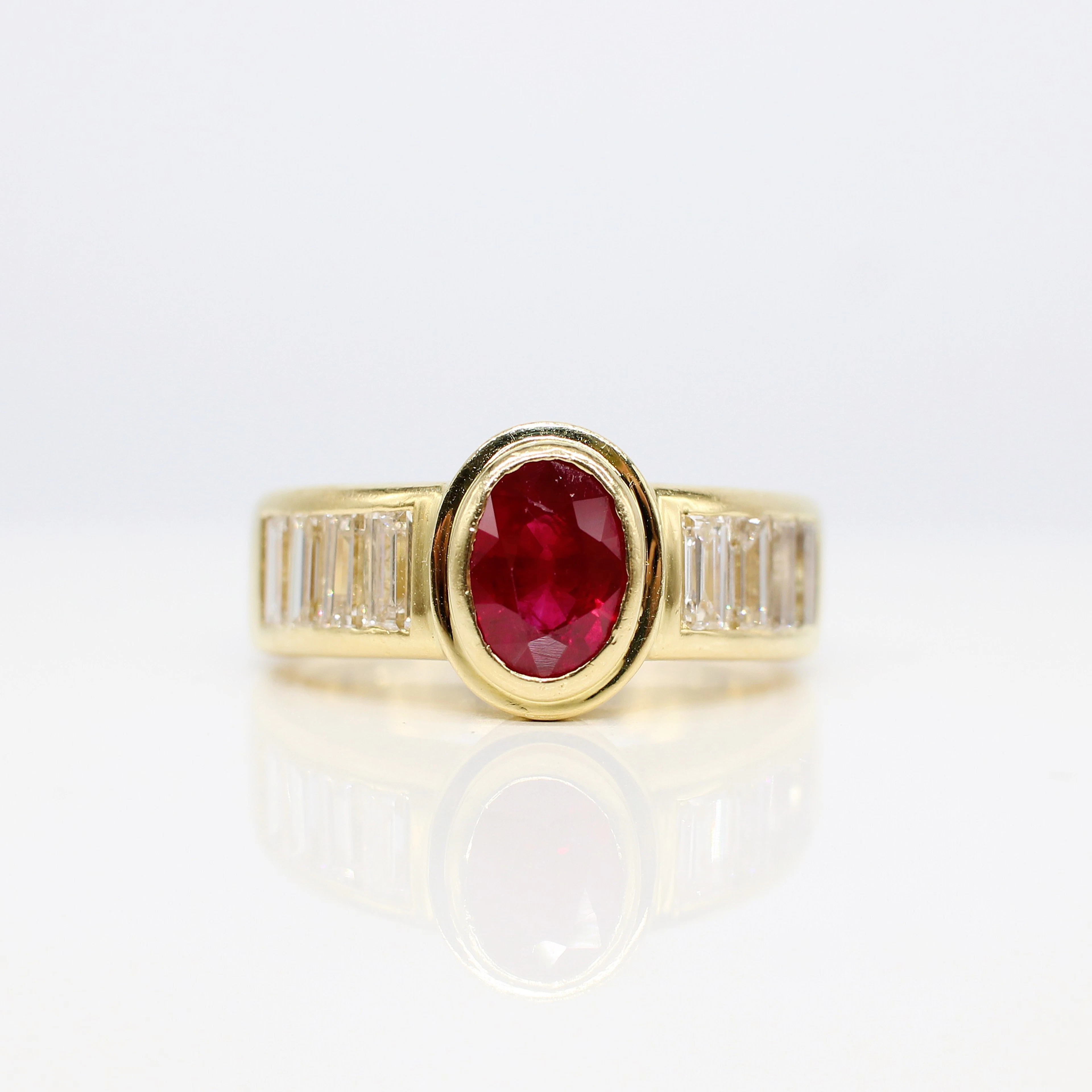 18K HEAVY (12.15G) RUBY & DIAMOND RING.