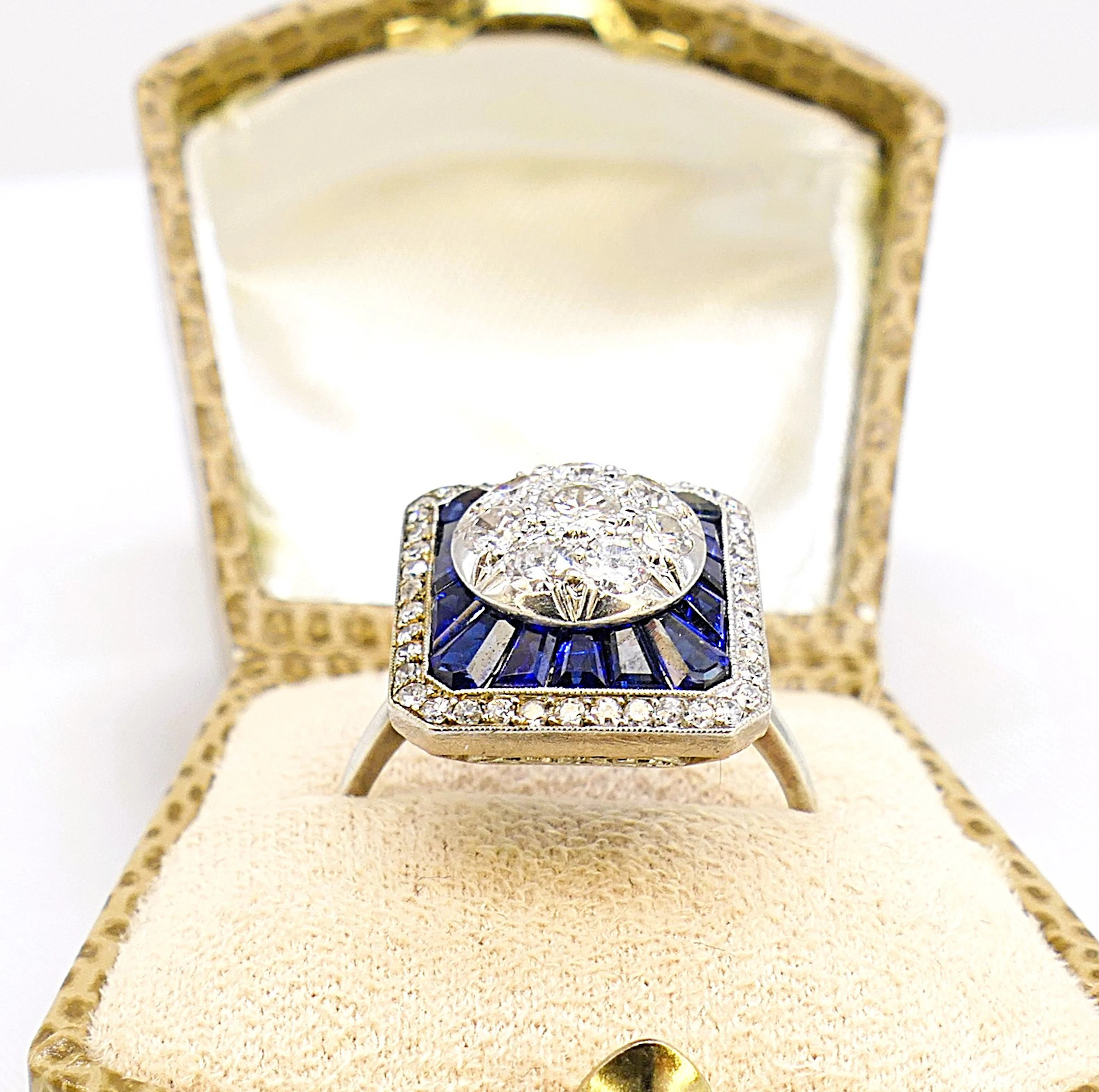 PLATINUM ORIGINAL 1930S FINE QUALITY HANDMADE ART DECO SAPPHIRE AND