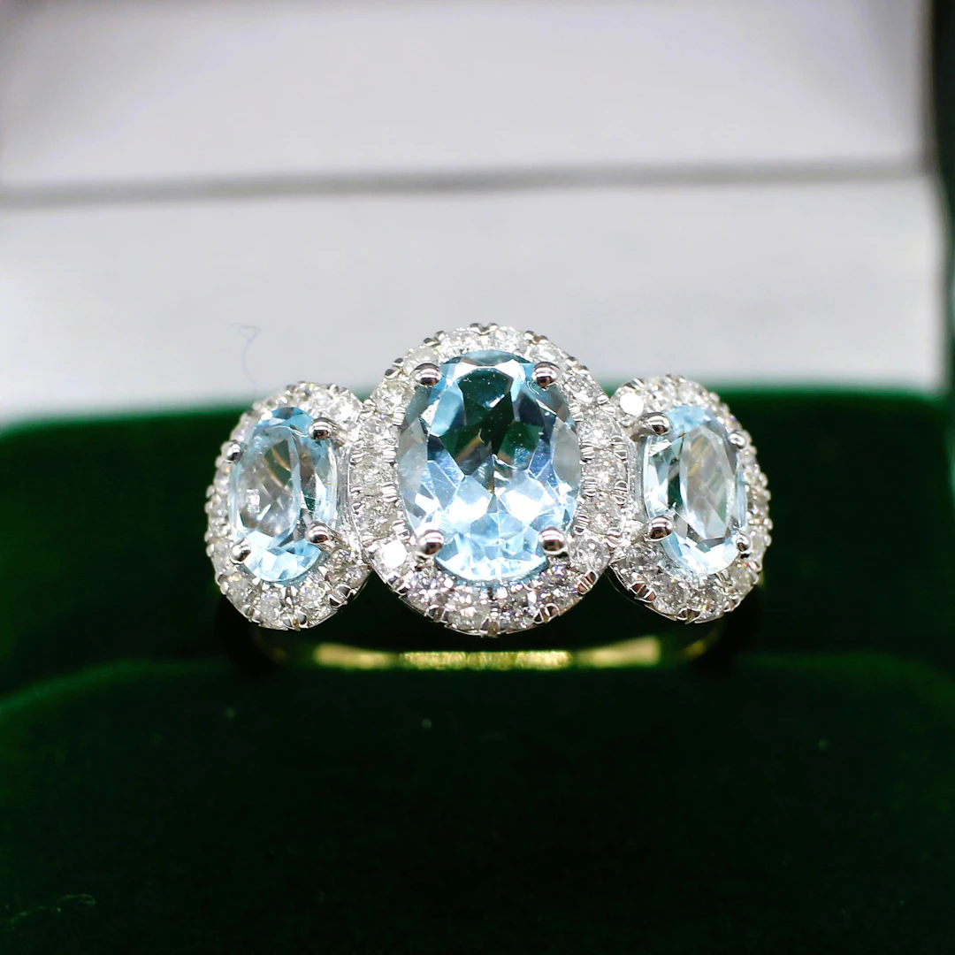 TOPAZ & DIAMOND TRILOGY RING.