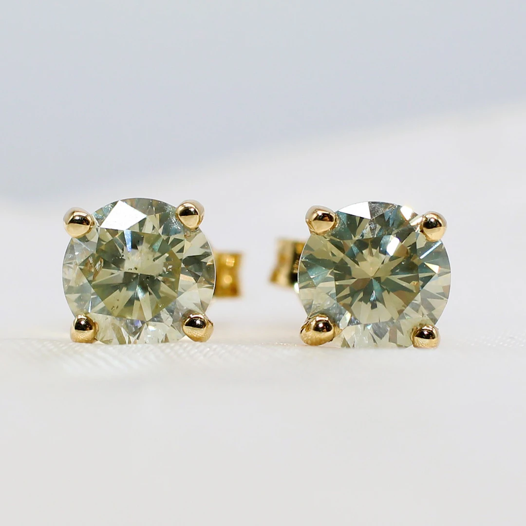 2.03CT CERTIFIED DIAMOND SOLITAIRE EARSTUDS.