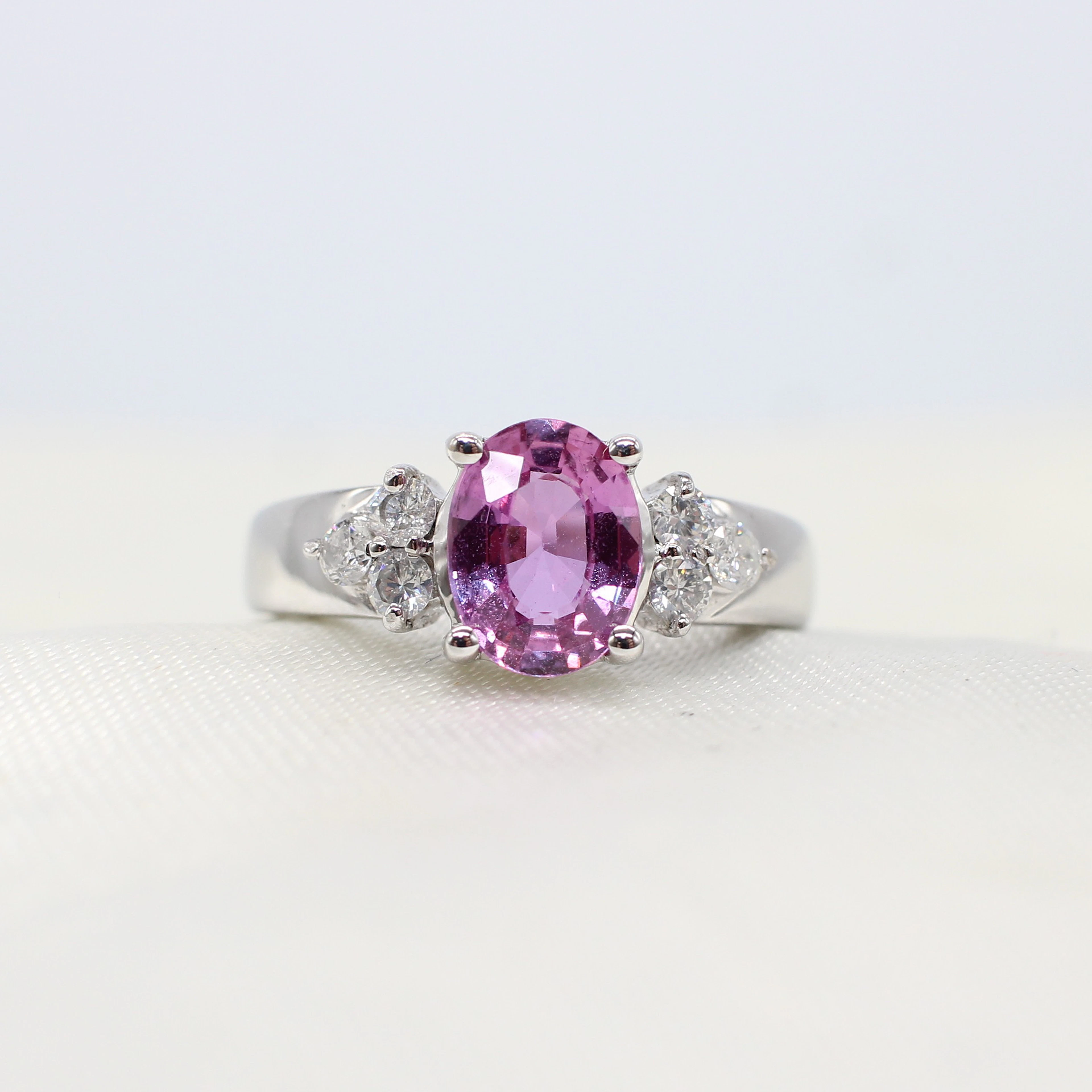 DIAMOND & PINK SAPPHIRE TRILOGY RING.
